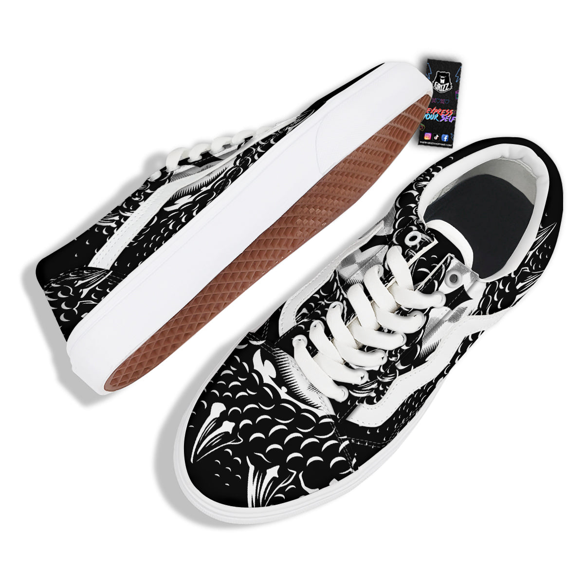 Dragon Eye Print Skate Shoes-grizzshop