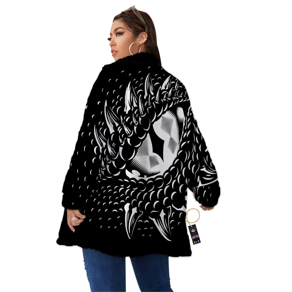 Dragon Eye Print Women's Sherpa Jacket-grizzshop