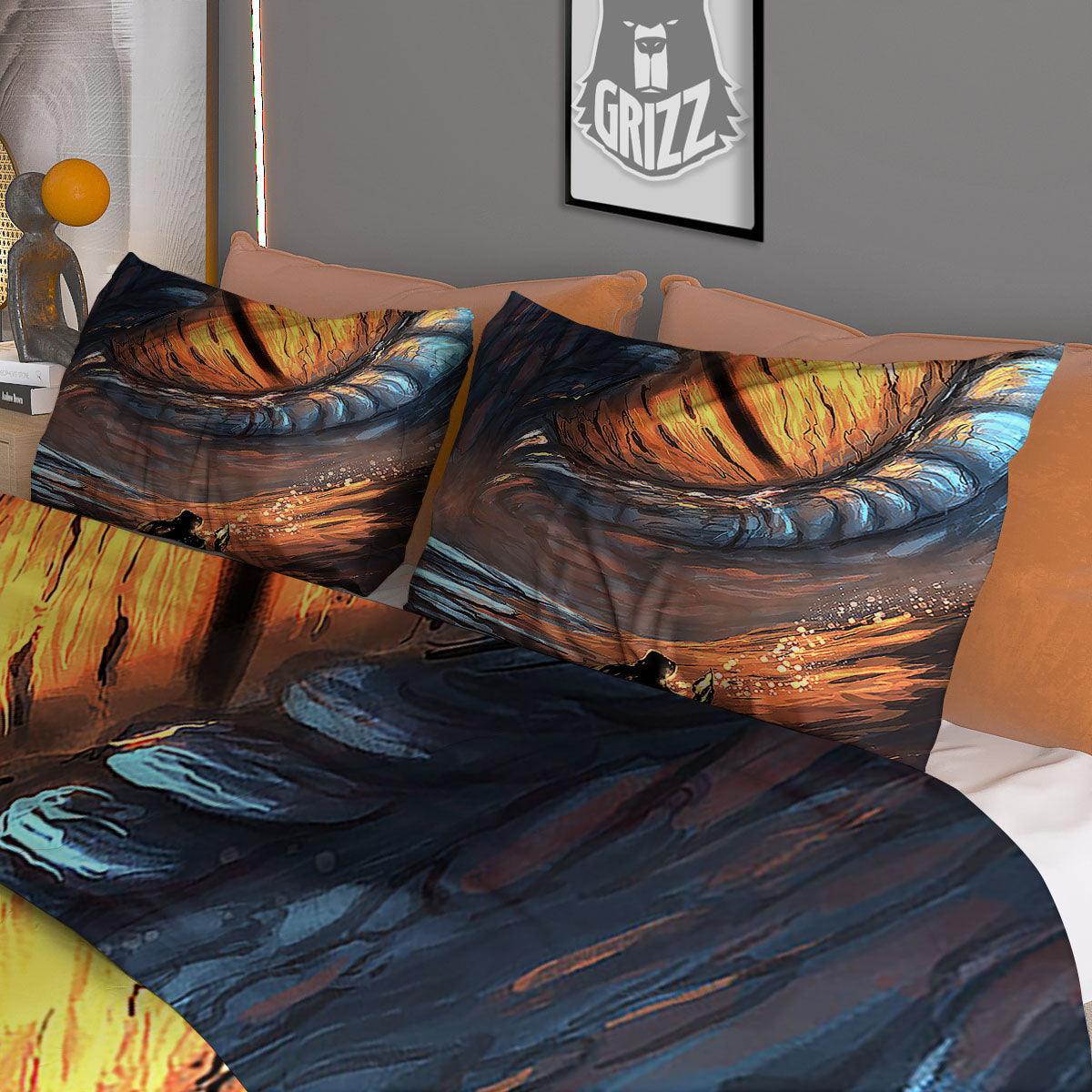 Dragon Eyes Watercolor Print Duvet Cover Bedding Set
