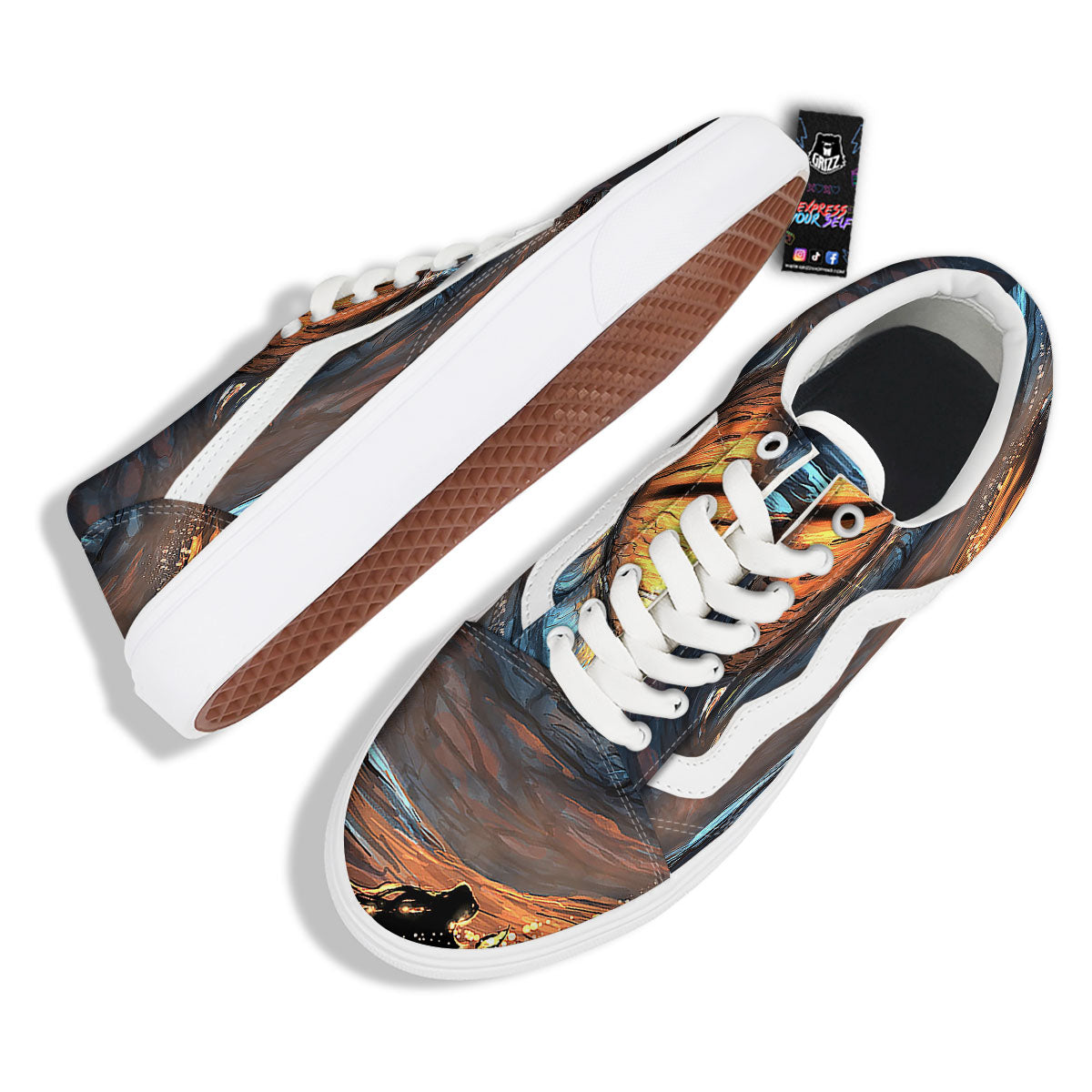Dragon Eyes Watercolor Print Skate Shoes-grizzshop