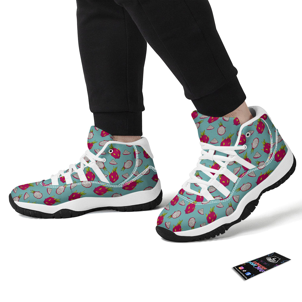 Dragon Fruit Blue Print Pattern White Bball Shoes-grizzshop