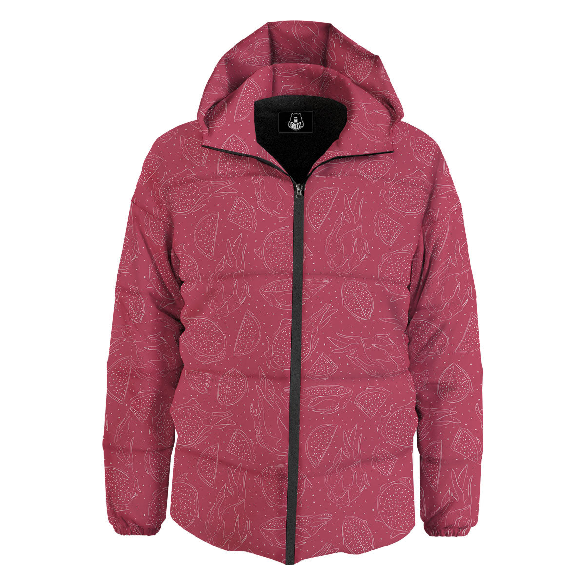 Dragon Fruit Hand Drawn Print Pattern Down Jacket-grizzshop