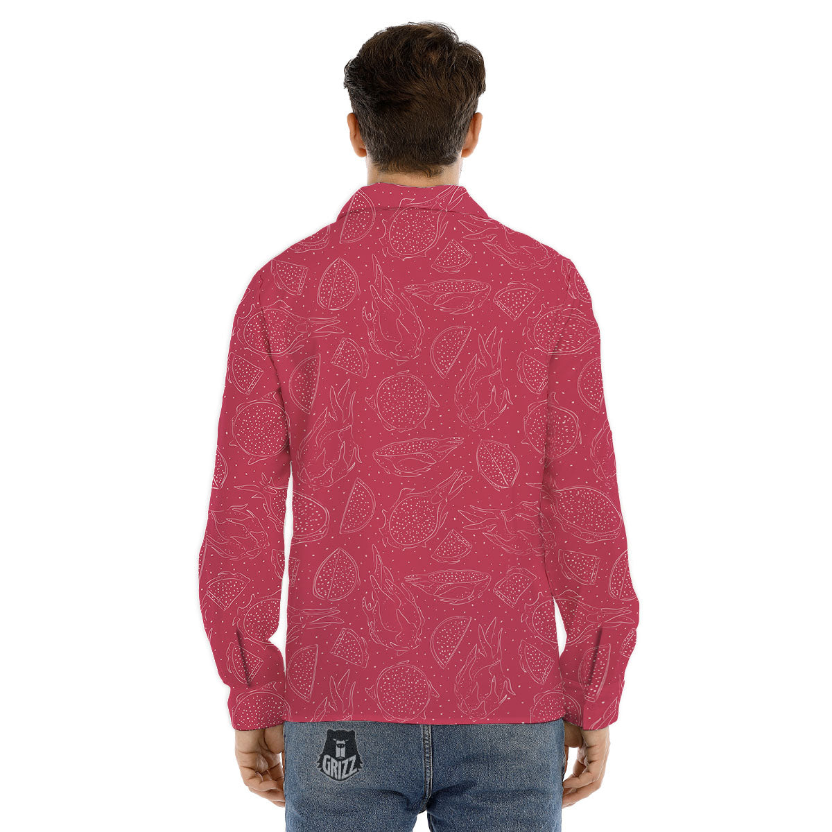 Dragon Fruit Hand Drawn Print Pattern Men's Dress Shirts-grizzshop