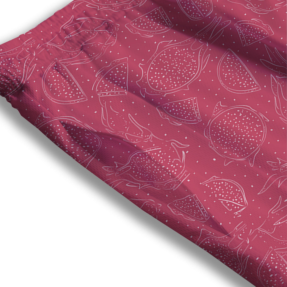 Dragon Fruit Hand Drawn Print Pattern Mesh Shorts
