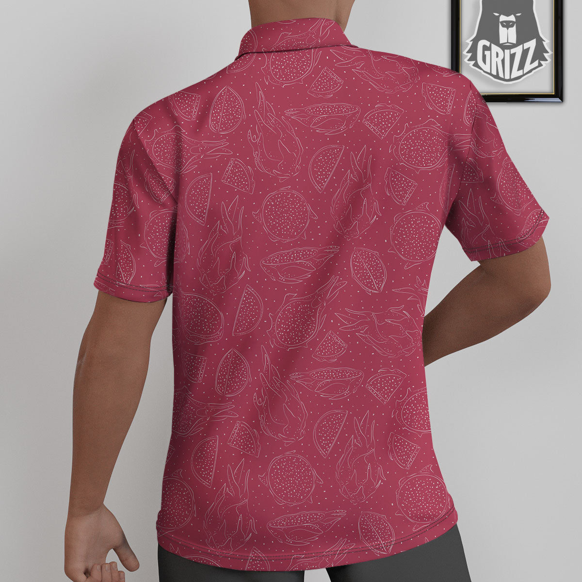 Dragon Fruit Hand Drawn Print Pattern Untucked Shirts-grizzshop