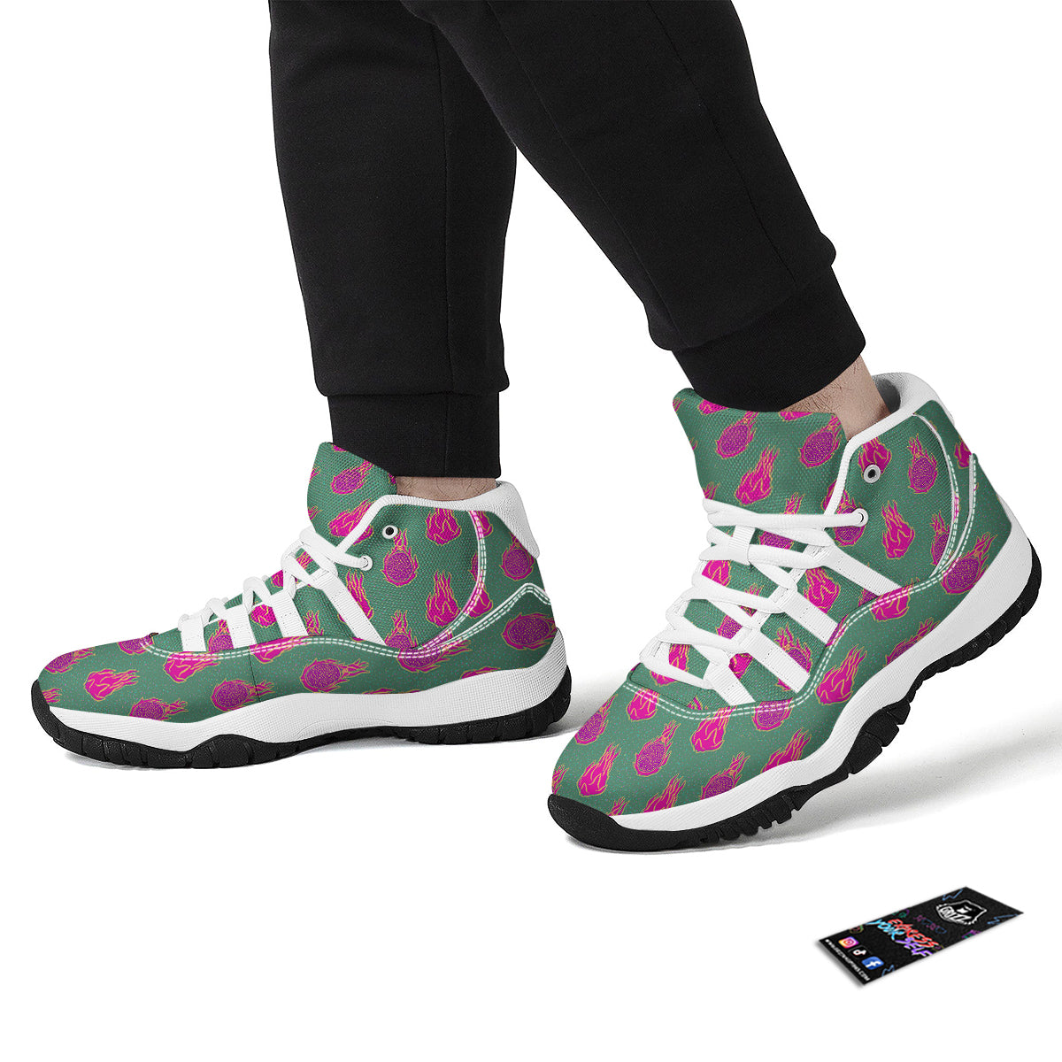 Dragon Fruit Hot Pink Print Pattern White Bball Shoes-grizzshop