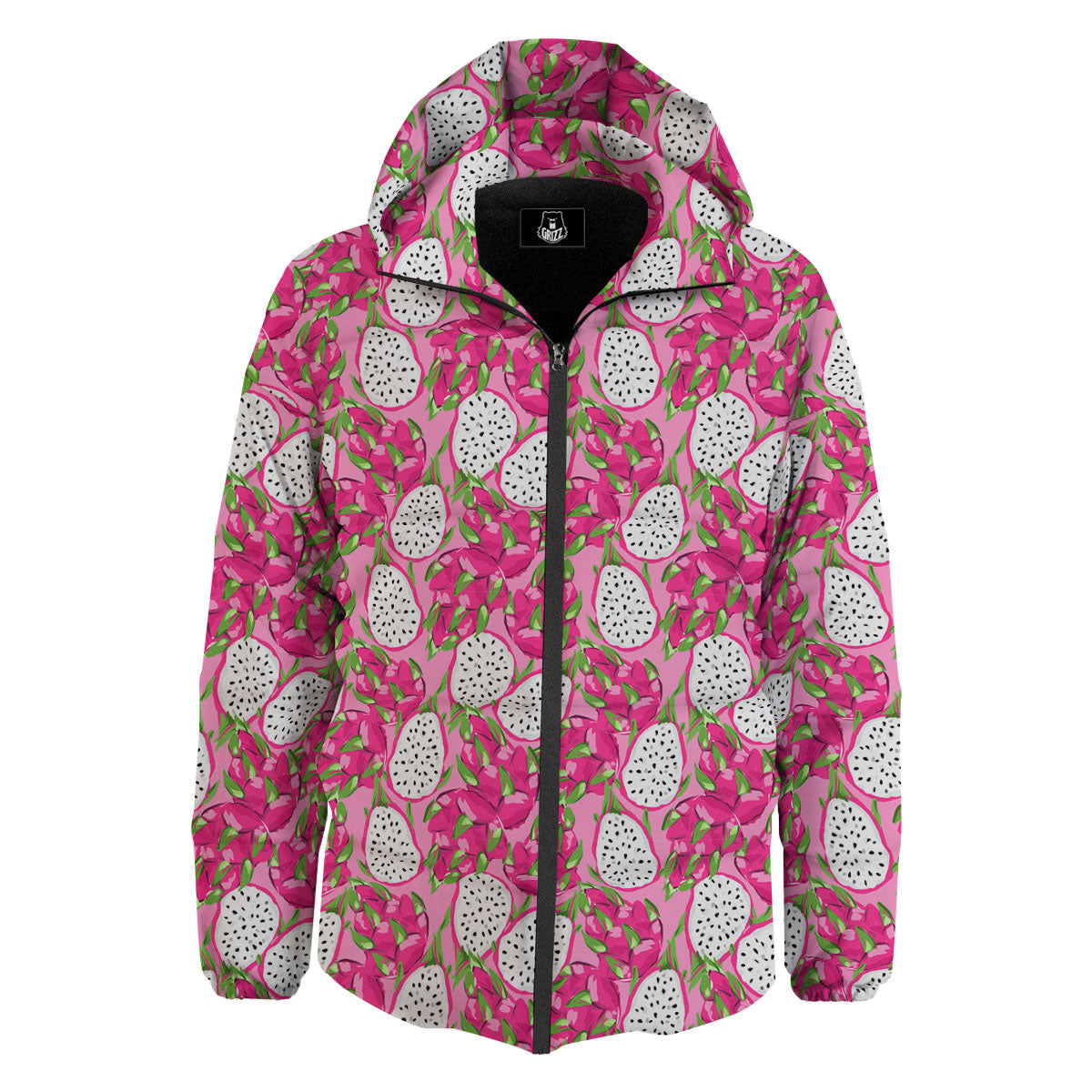 Dragon Fruit Print Pattern Down Jacket-grizzshop