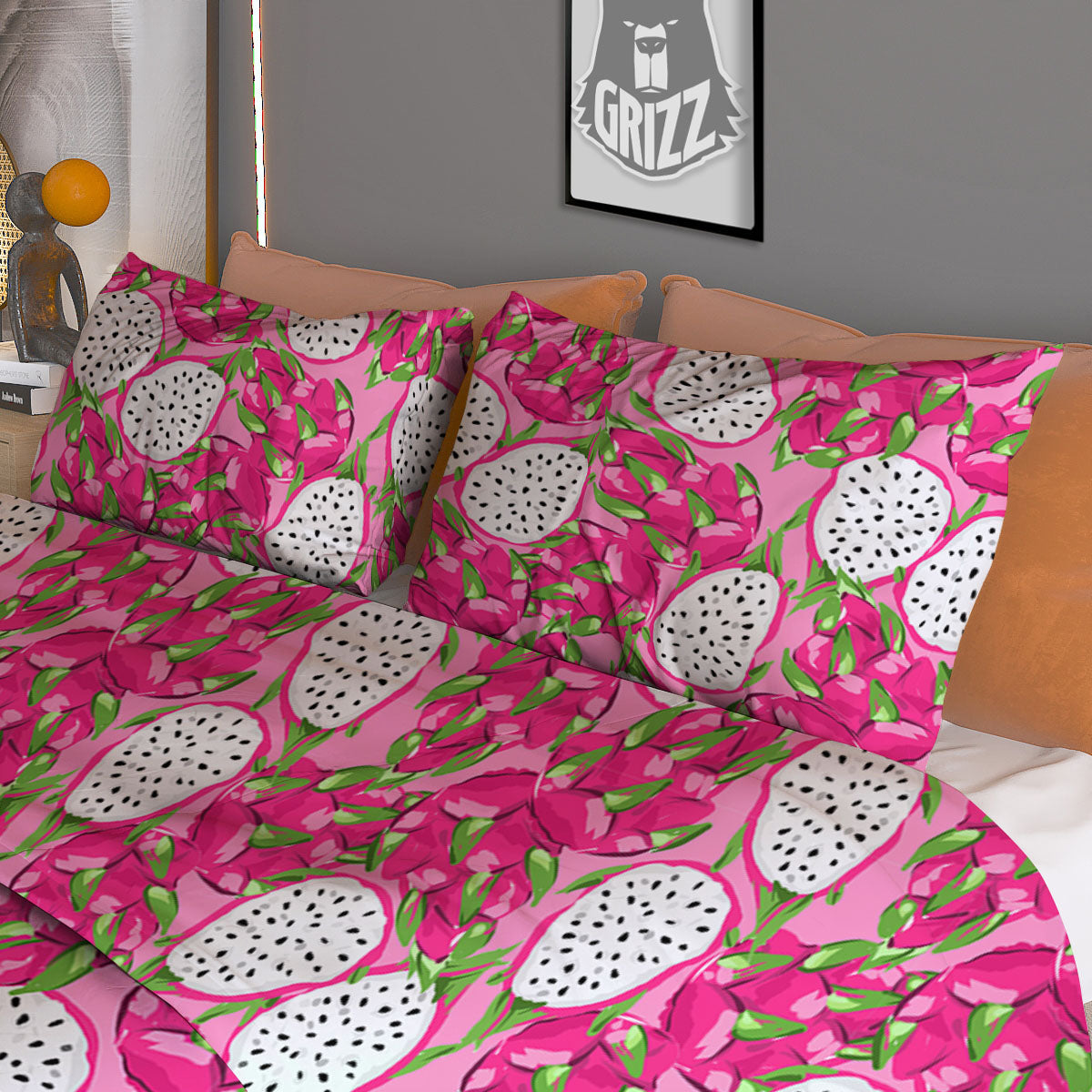 Dragon Fruit Print Pattern Duvet Cover Bedding Set