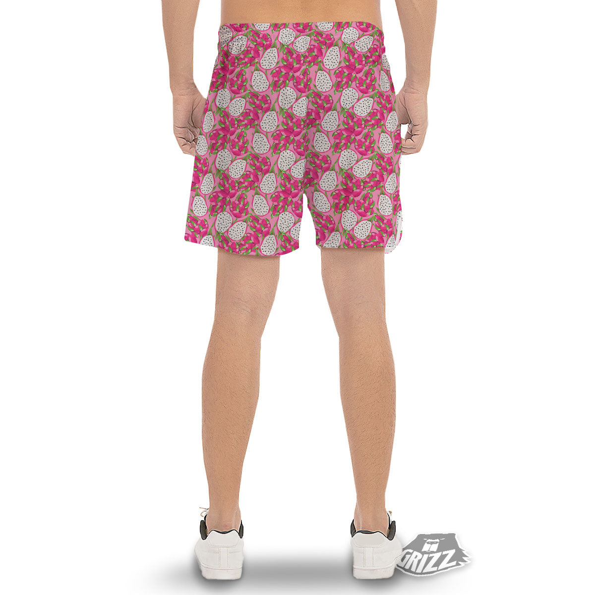 Dragon Fruit Print Pattern Men's Gym Shorts-grizzshop
