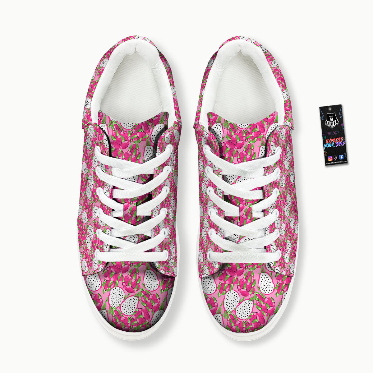 Dragon Fruit Print Pattern Platform Shoes-grizzshop