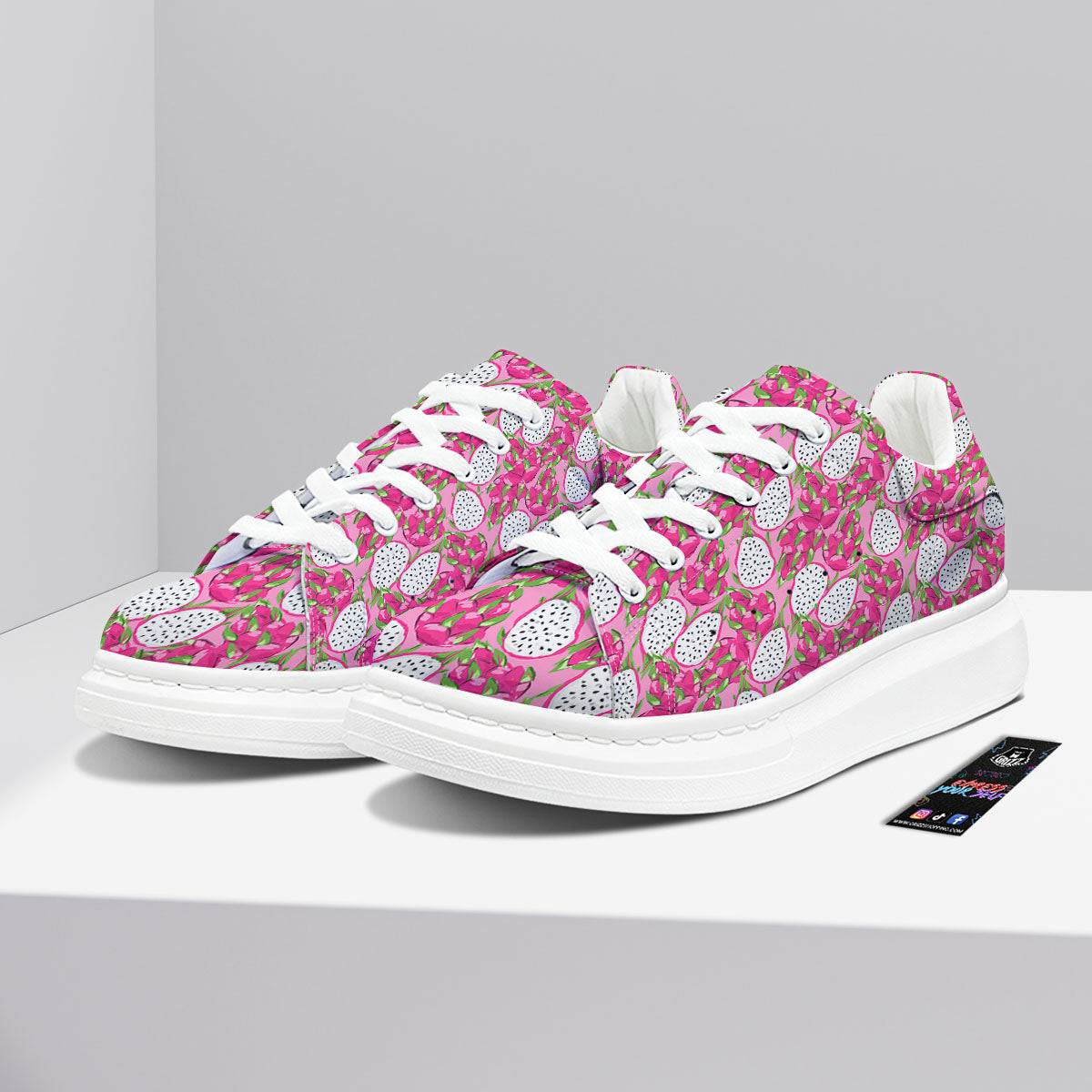 Dragon Fruit Print Pattern Platform Shoes-grizzshop