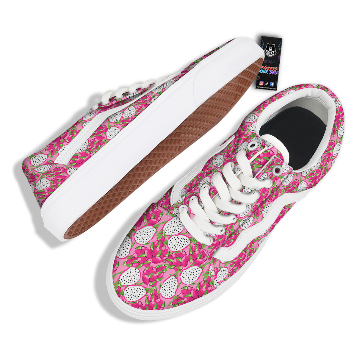 Dragon Fruit Print Pattern Skate Shoes-grizzshop