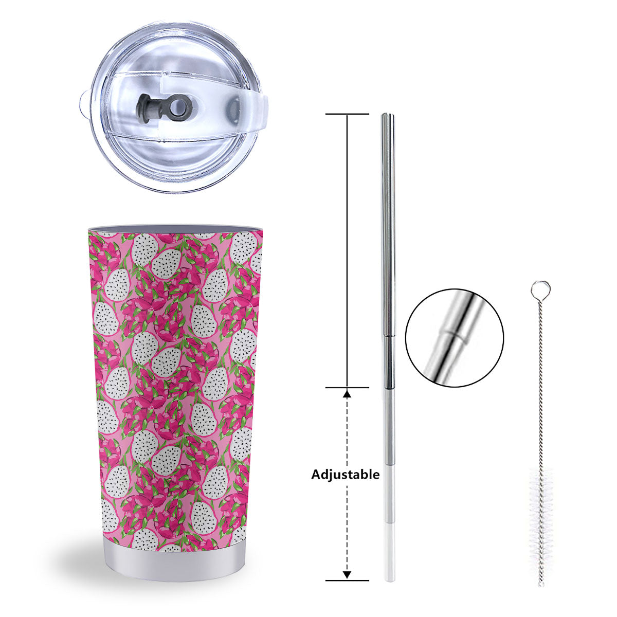 Dragon Fruit Print Pattern Tumbler-grizzshop