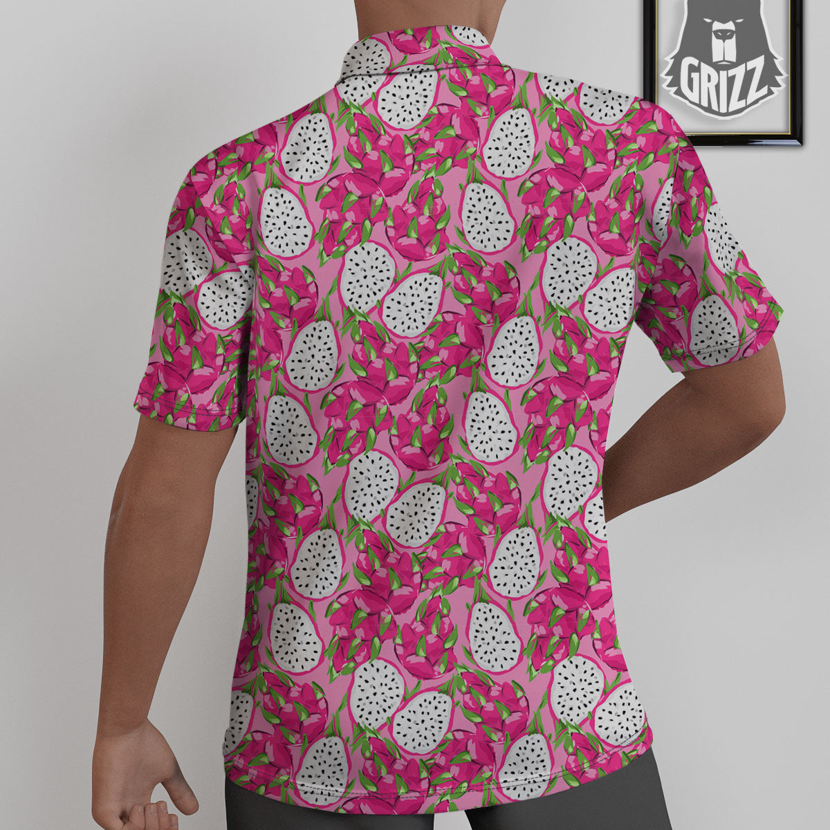 Dragon Fruit Print Pattern Untucked Shirts-grizzshop