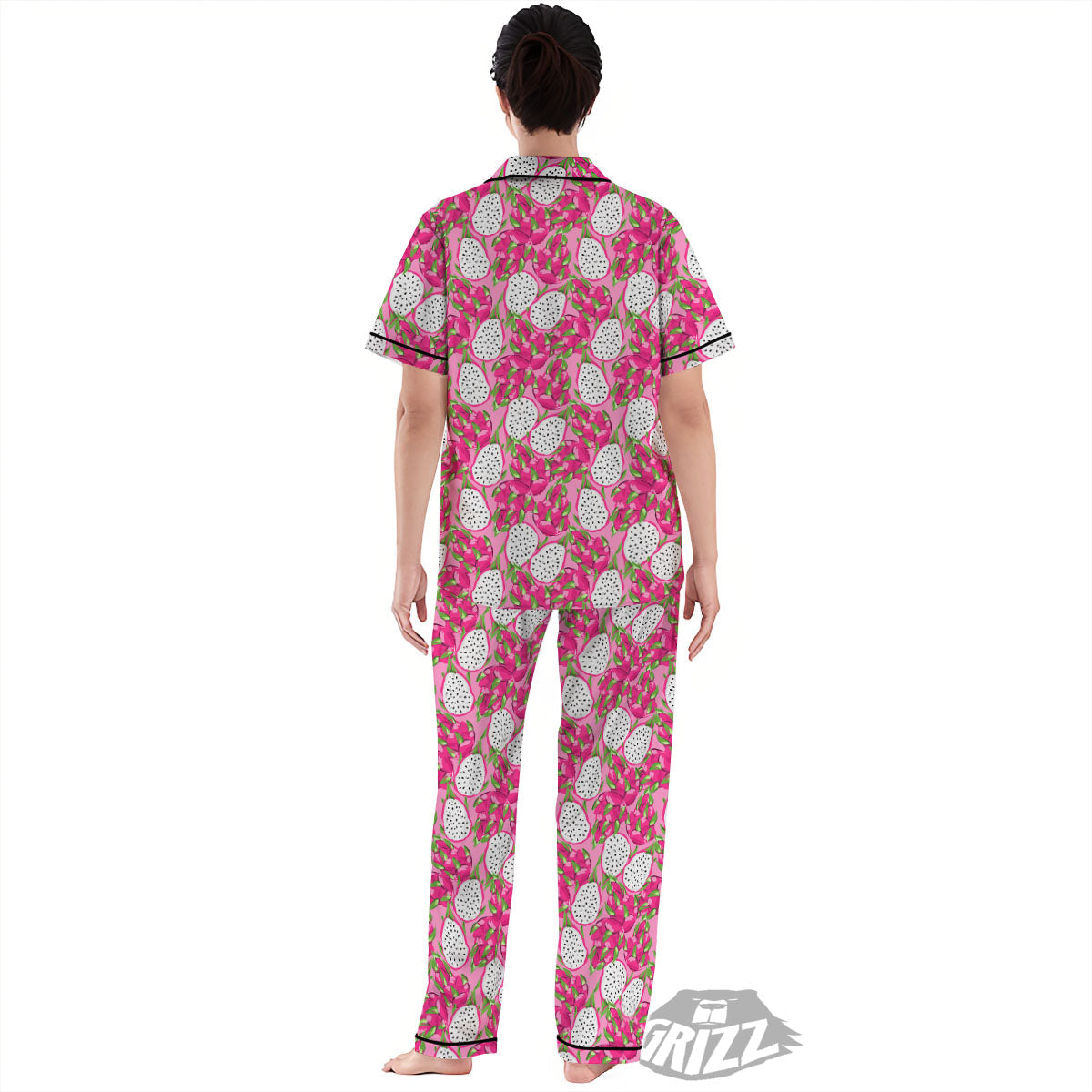 Dragon Fruit Print Pattern Women's Pajamas Set-grizzshop