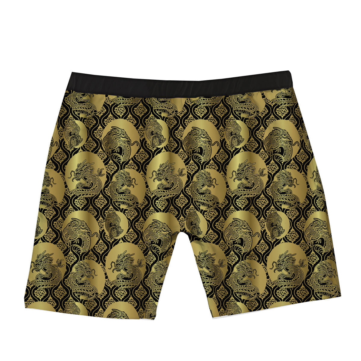 Dragon Gold And Black Print Pattern Boxer Briefs-grizzshop