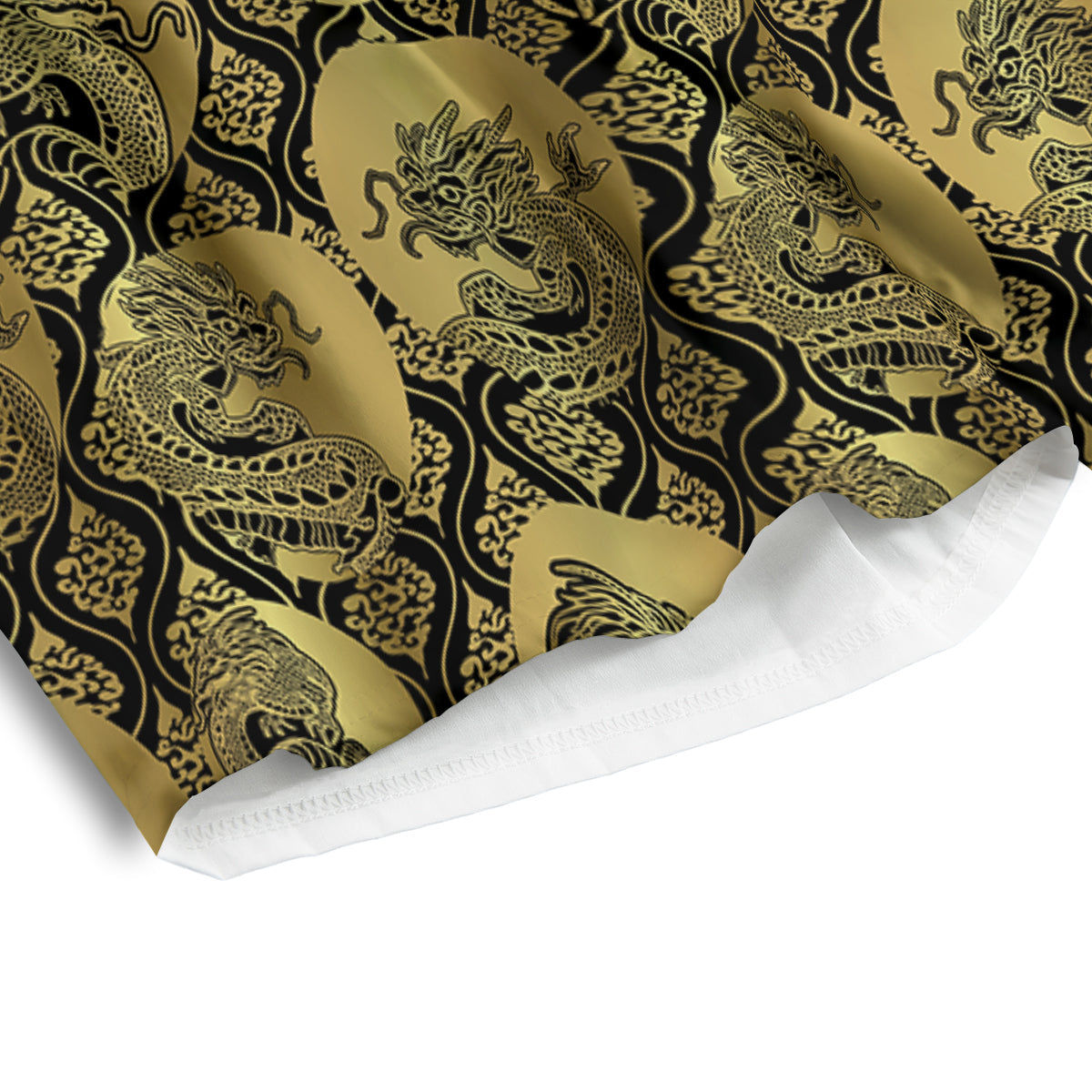 Dragon Gold And Black Print Pattern Men's Athletic Shorts