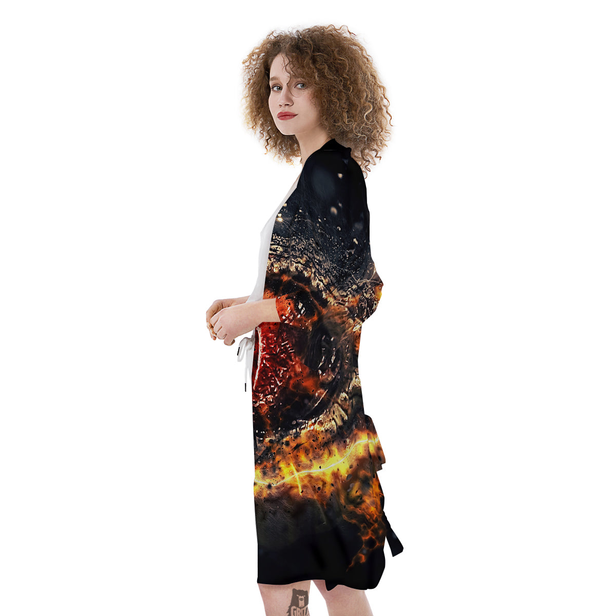 Dragon Red Eye Fire Print Kimono-grizzshop