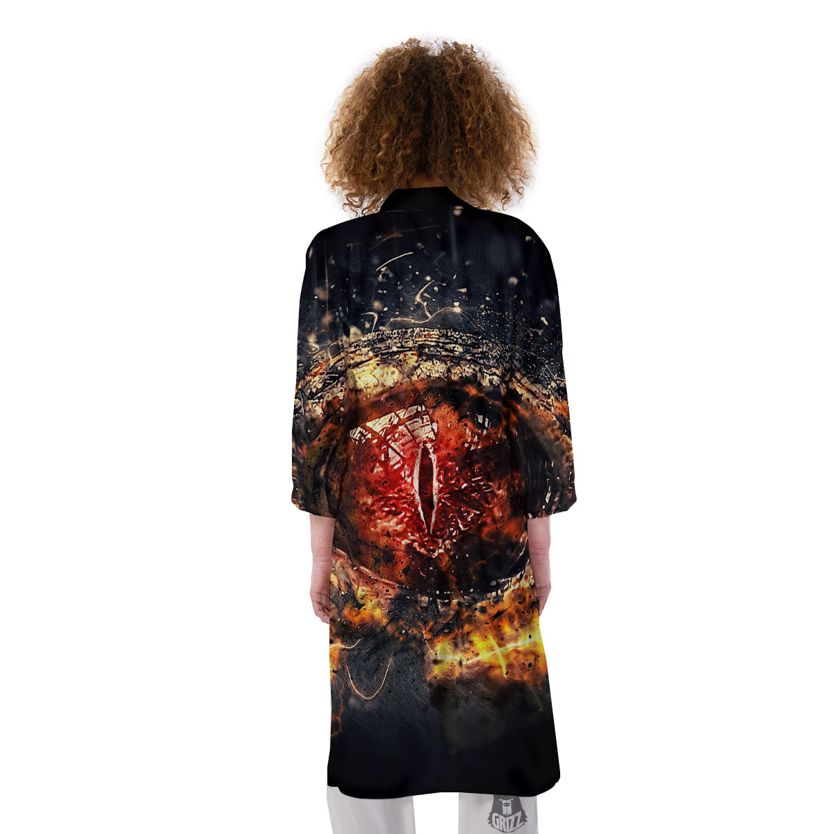 Dragon Red Eye Fire Print Kimono-grizzshop