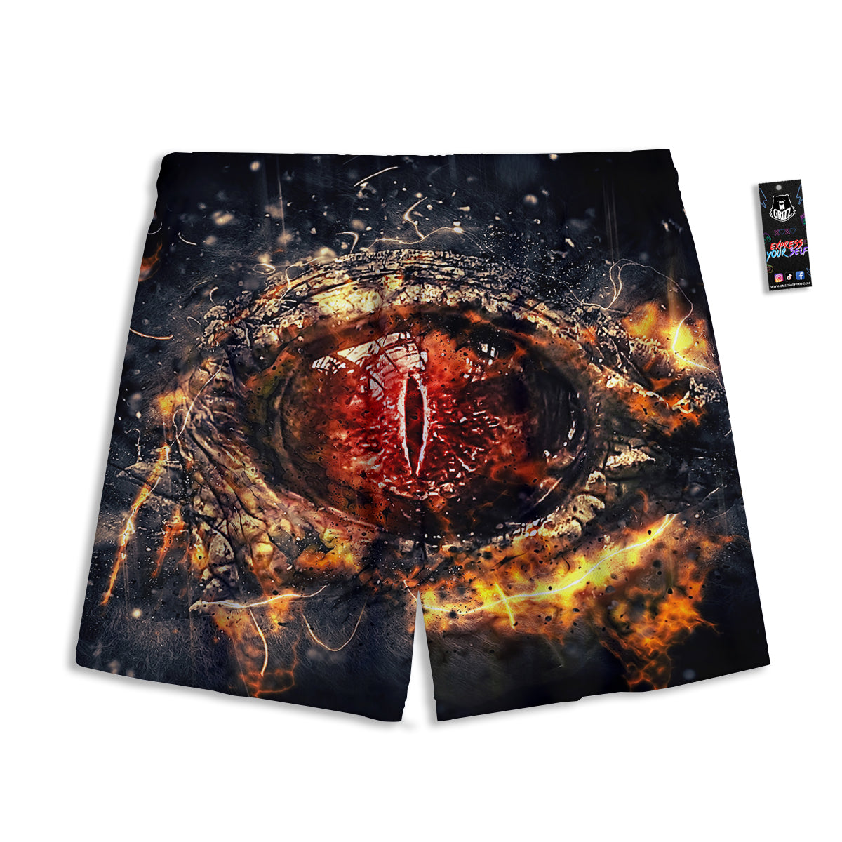 Green Leaves Print Mesh Shorts