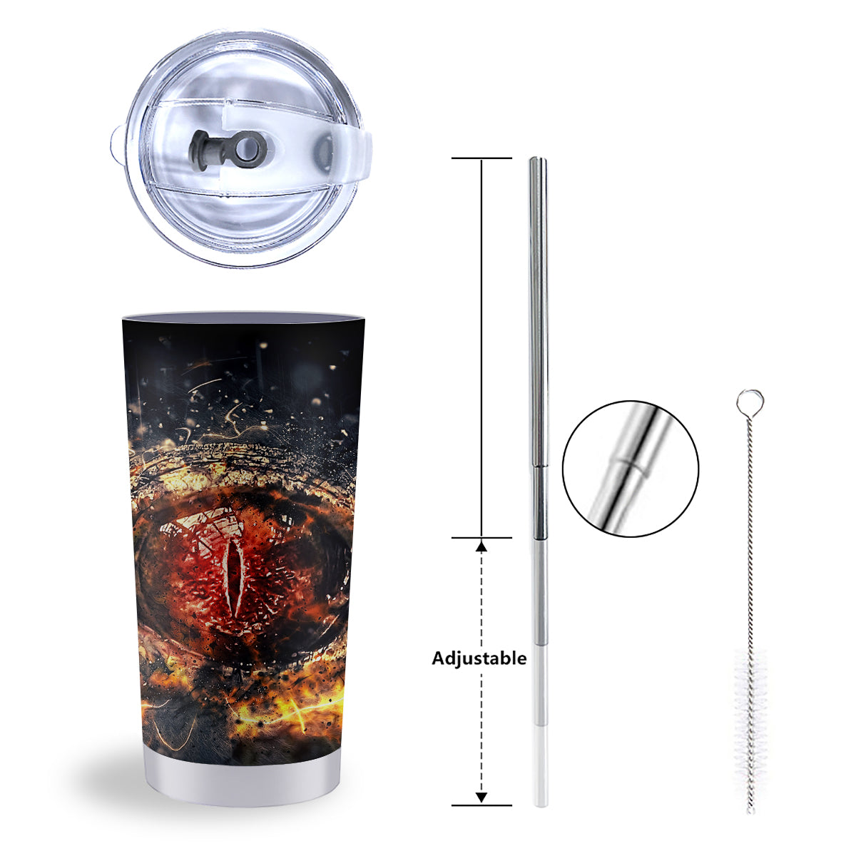 Dragon Red Eye Fire Print Tumbler-grizzshop