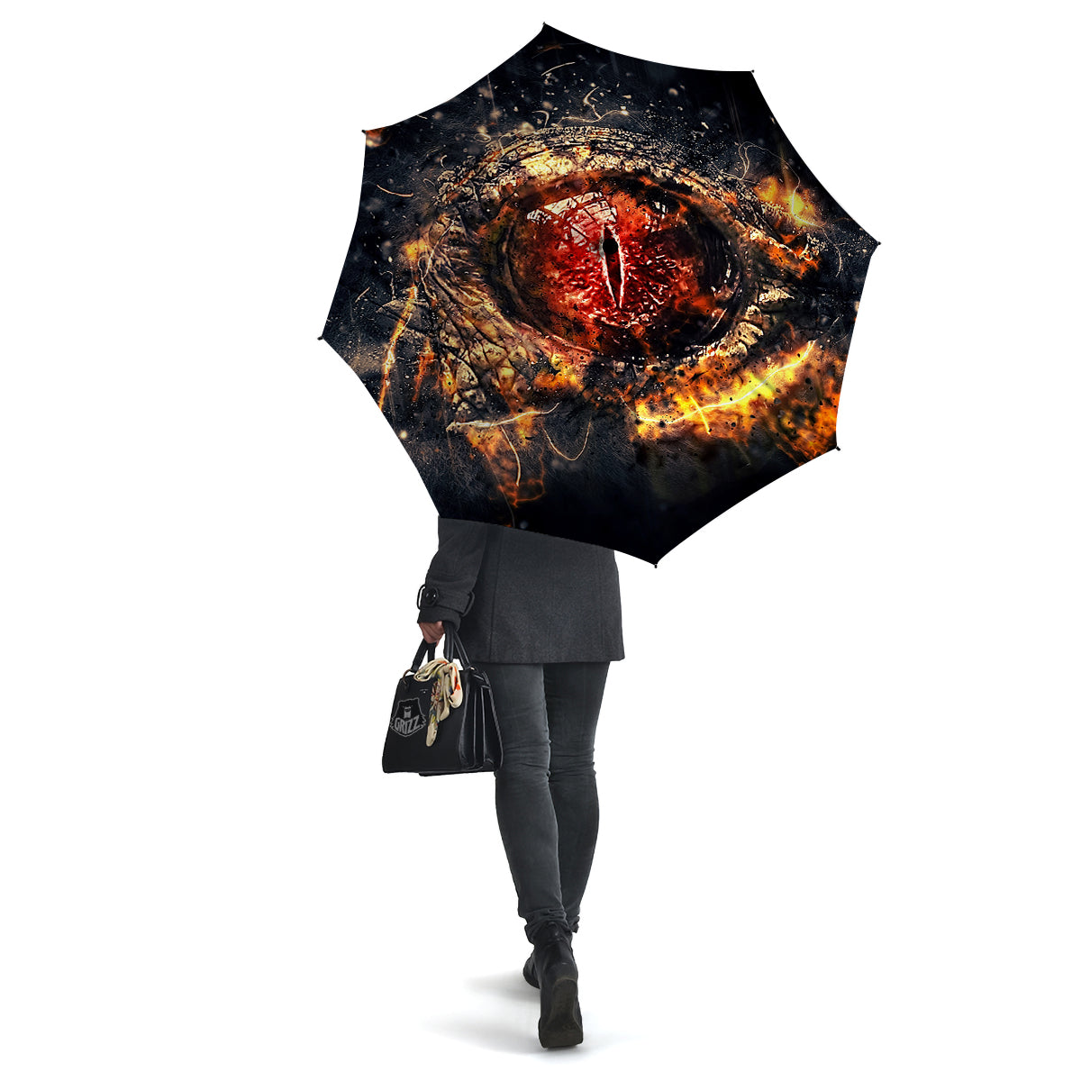 Dragon Red Eye Fire Print Umbrella-grizzshop