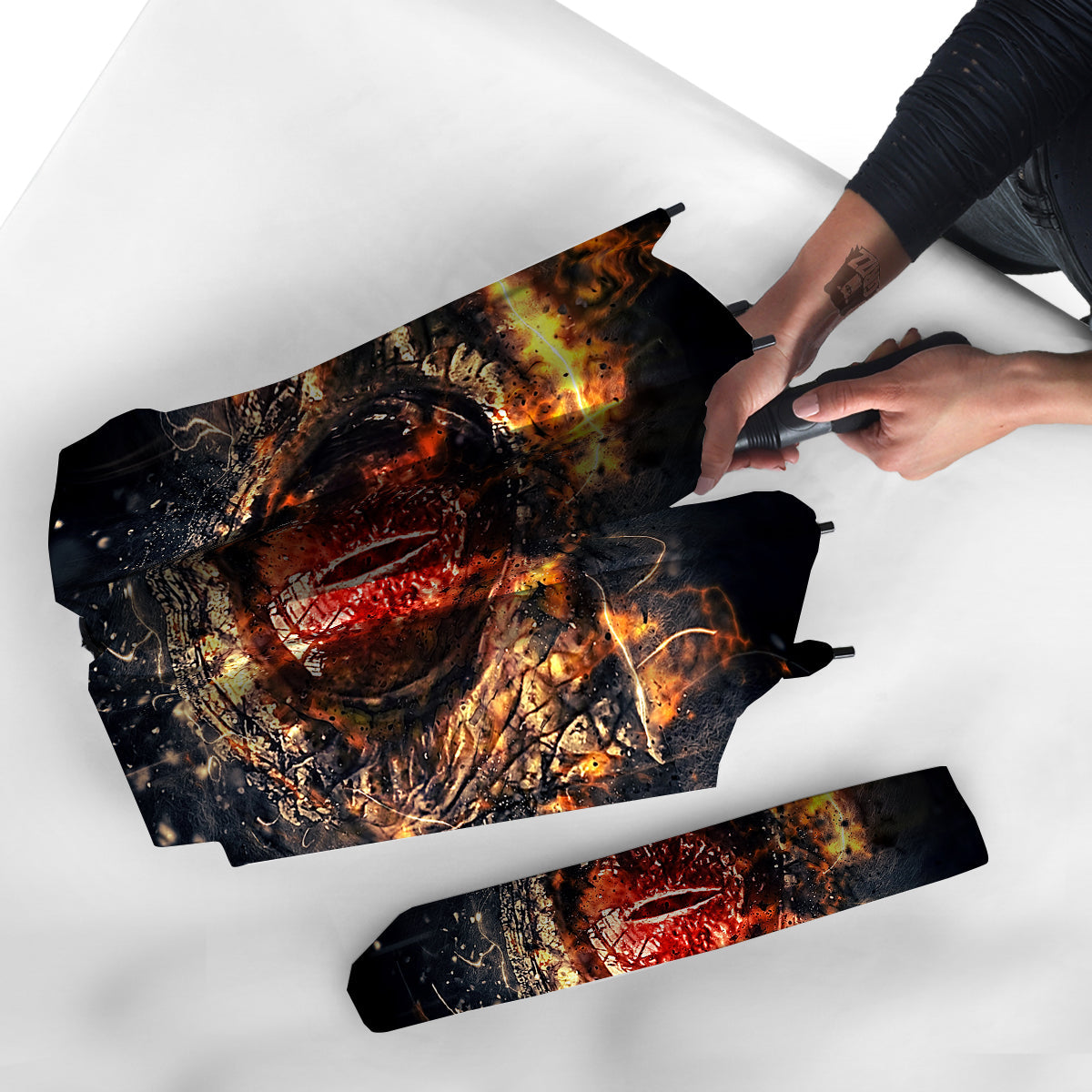 Dragon Red Eye Fire Print Umbrella-grizzshop