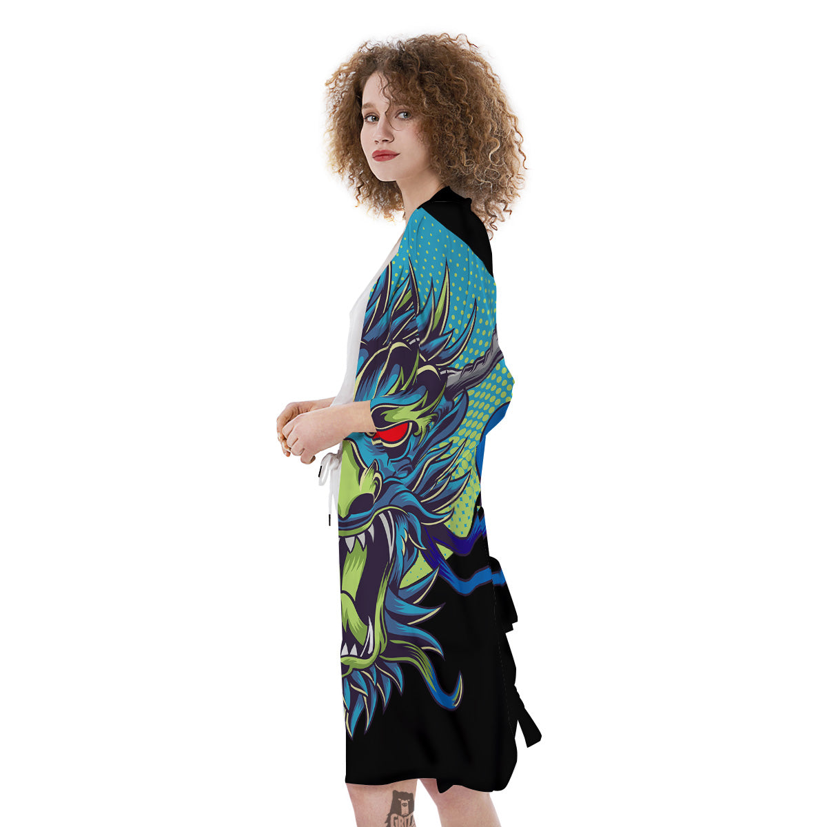 Dragon Tattoo Blue Japanese Print Kimono-grizzshop