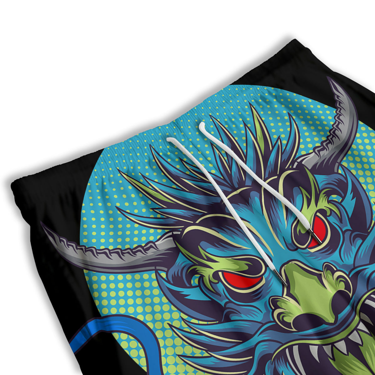 Dragon Tattoo Blue Japanese Print Men's Athletic Shorts
