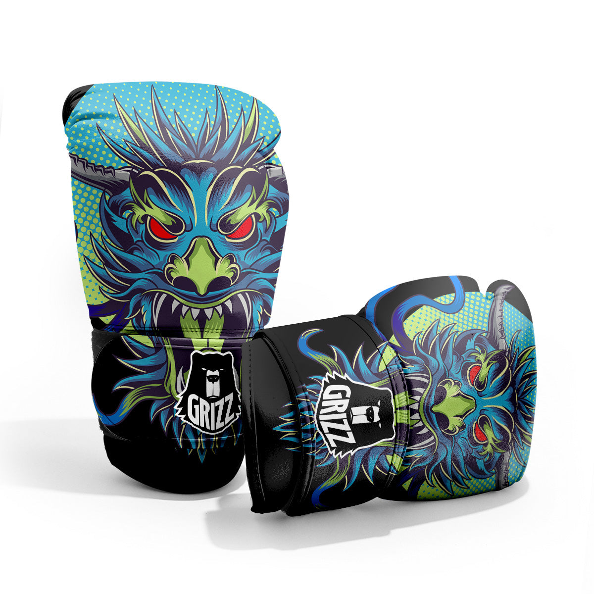 Dragon Tattoo Blue Japanese Print Pro Boxing Glove