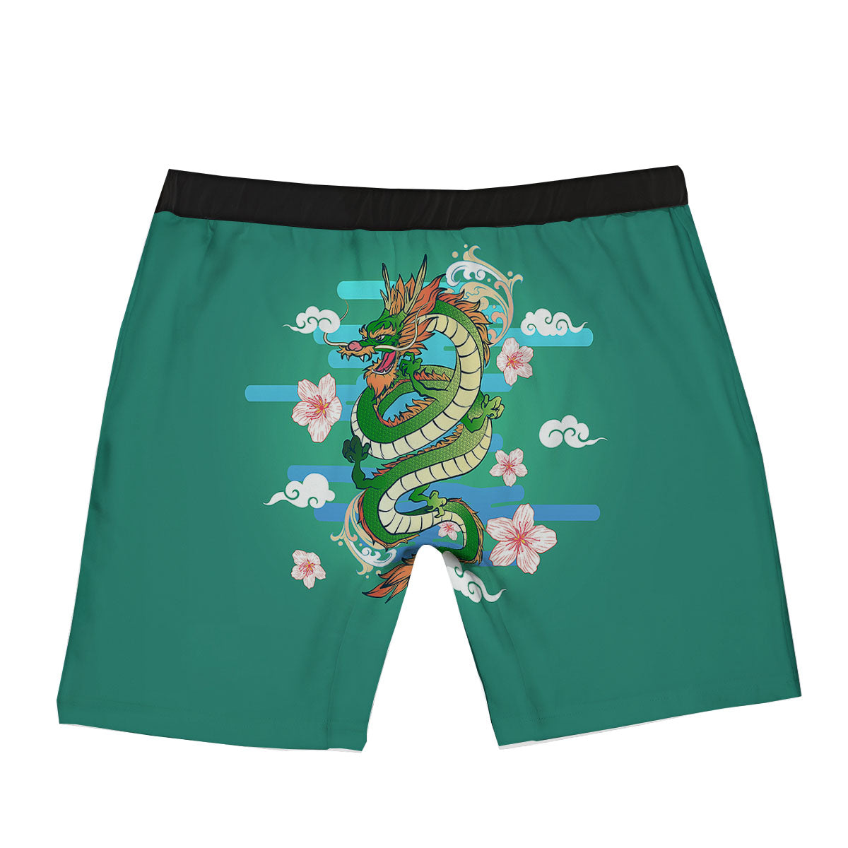 Dragon Tattoo Green Japanese Print Boxer Briefs-grizzshop