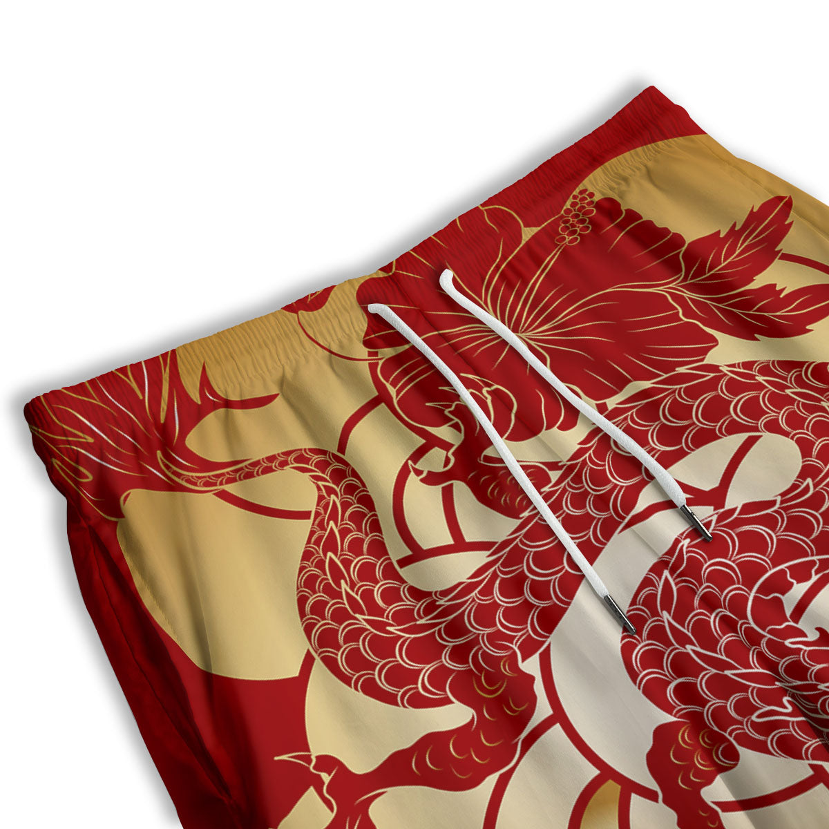 Dragon Tattoo Red Japanese Print Men's Athletic Shorts