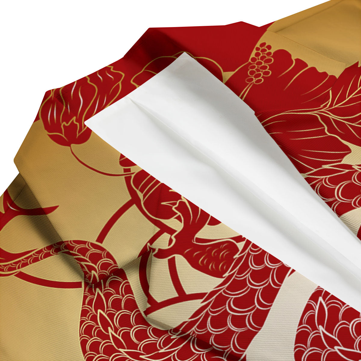 Dragon Tattoo Red Japanese Print Men's Blazer-grizzshop