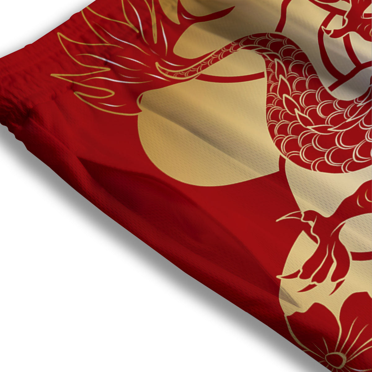 Dragon Tattoo Red Japanese Print Mesh Shorts