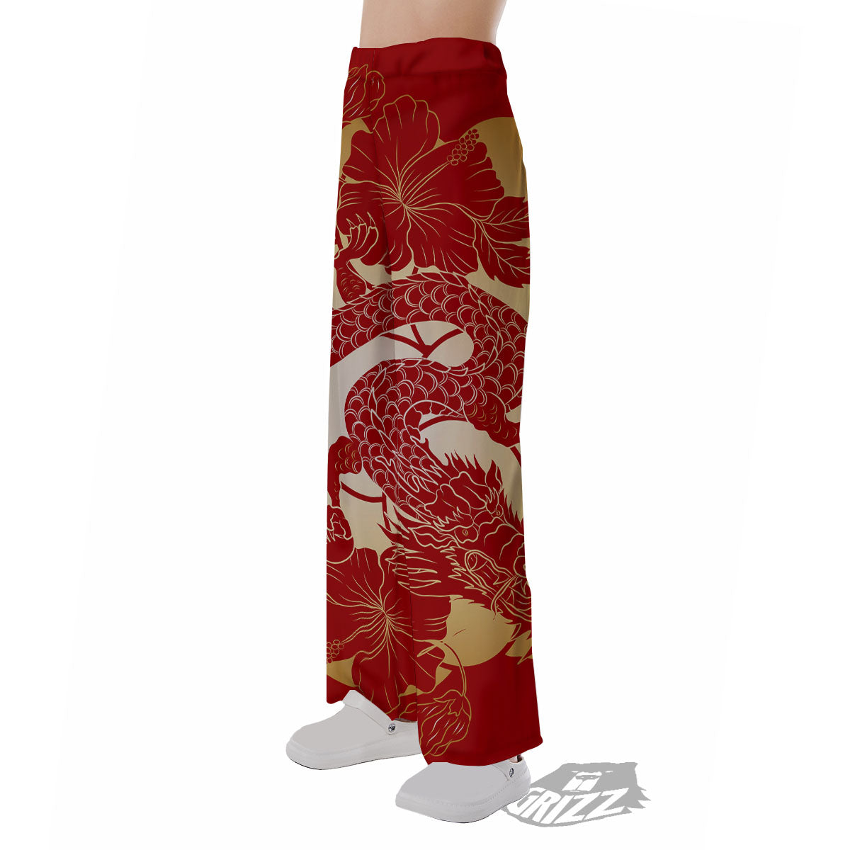 Dragon Tattoo Red Japanese Print Pajama Pants-grizzshop