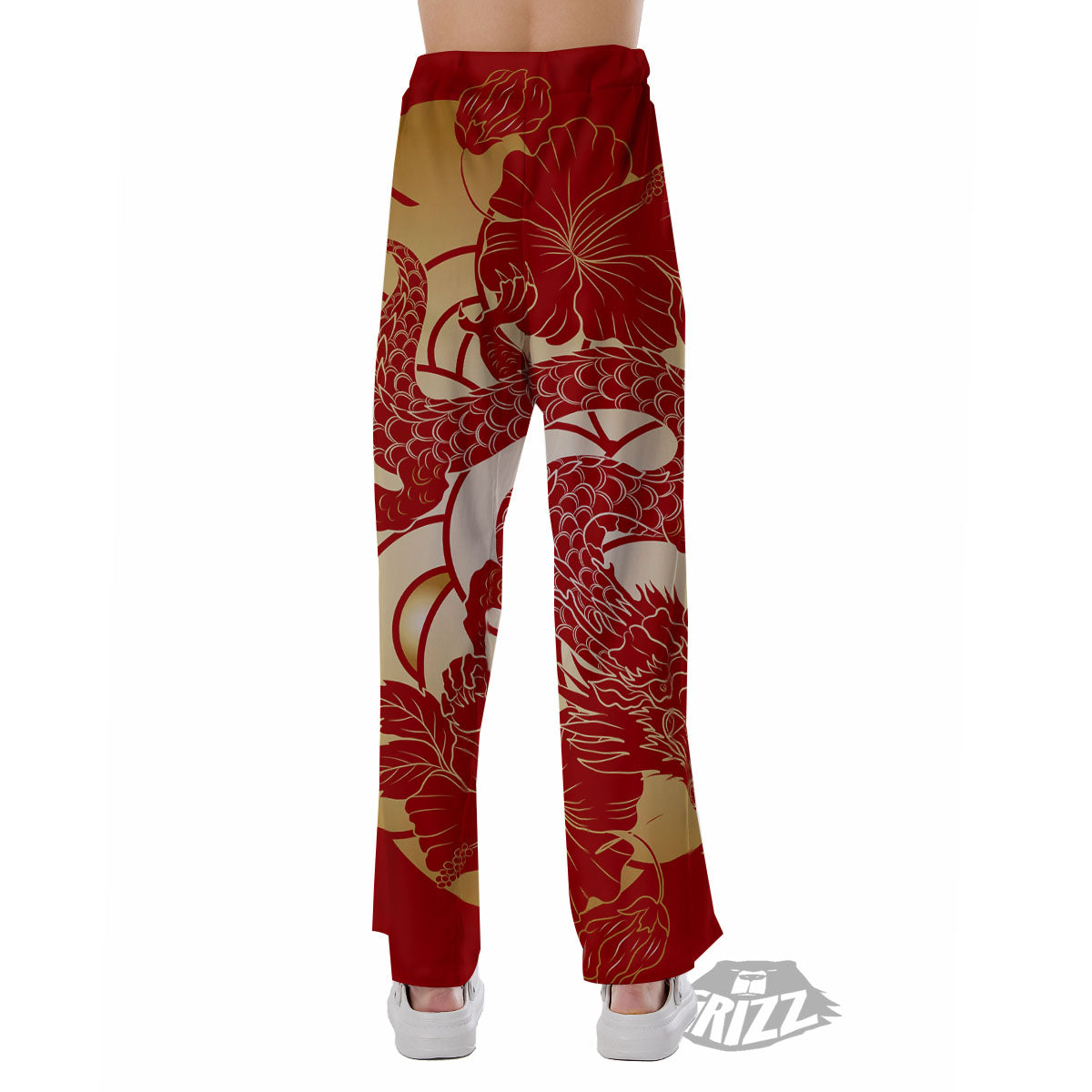 Dragon Tattoo Red Japanese Print Pajama Pants-grizzshop