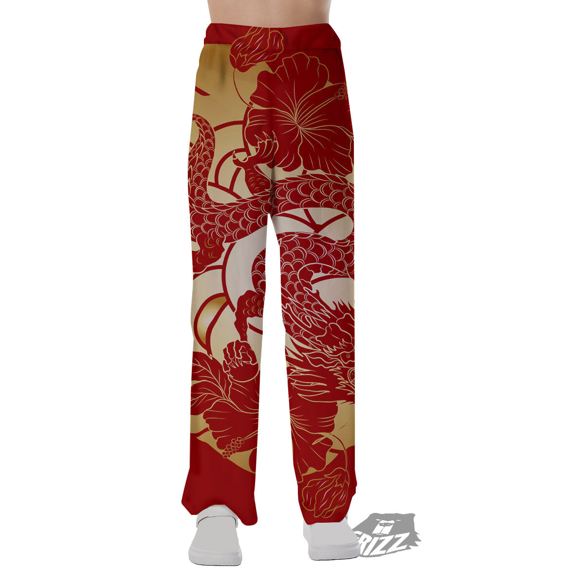 Dragon Tattoo Red Japanese Print Pajama Pants-grizzshop