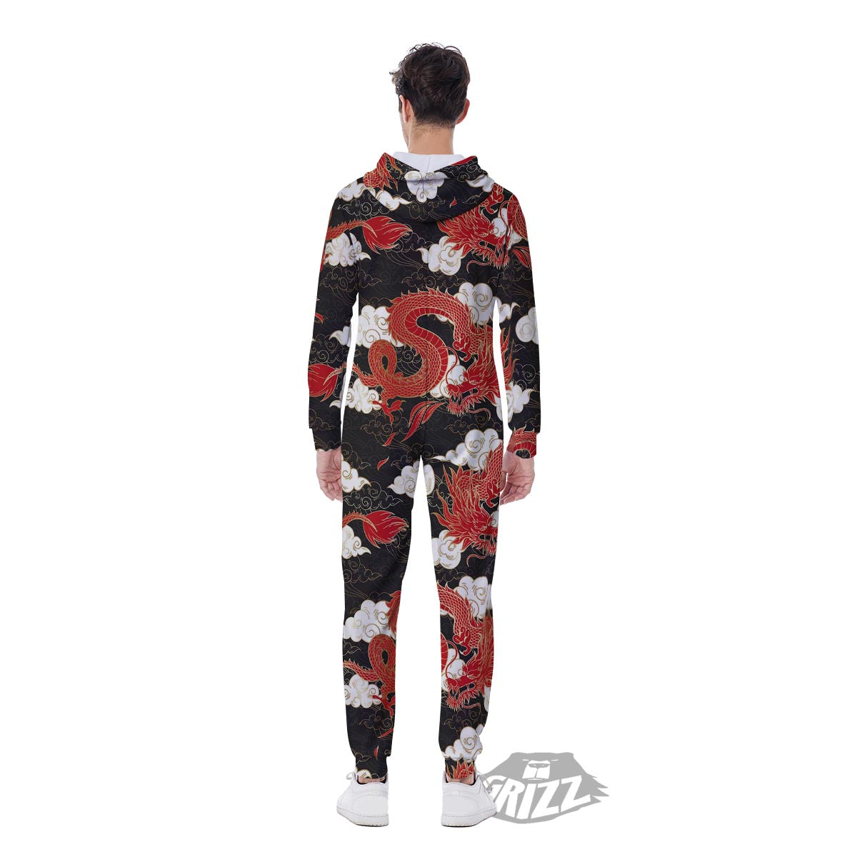 Dragon Traditional Chinese Print Pattern Men's Jumpsuit-grizzshop