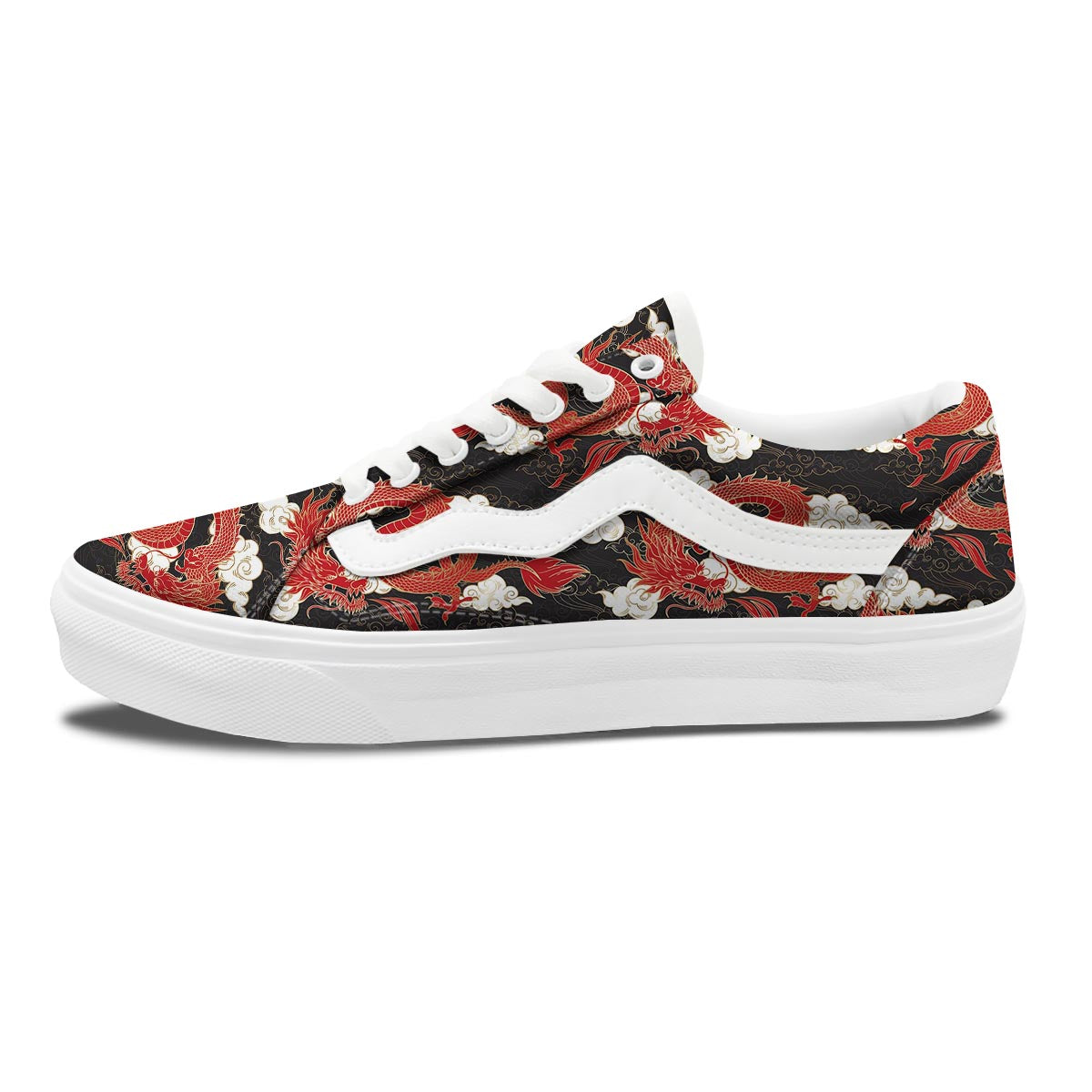 Dragon Traditional Chinese Print Pattern Skate Shoes-grizzshop