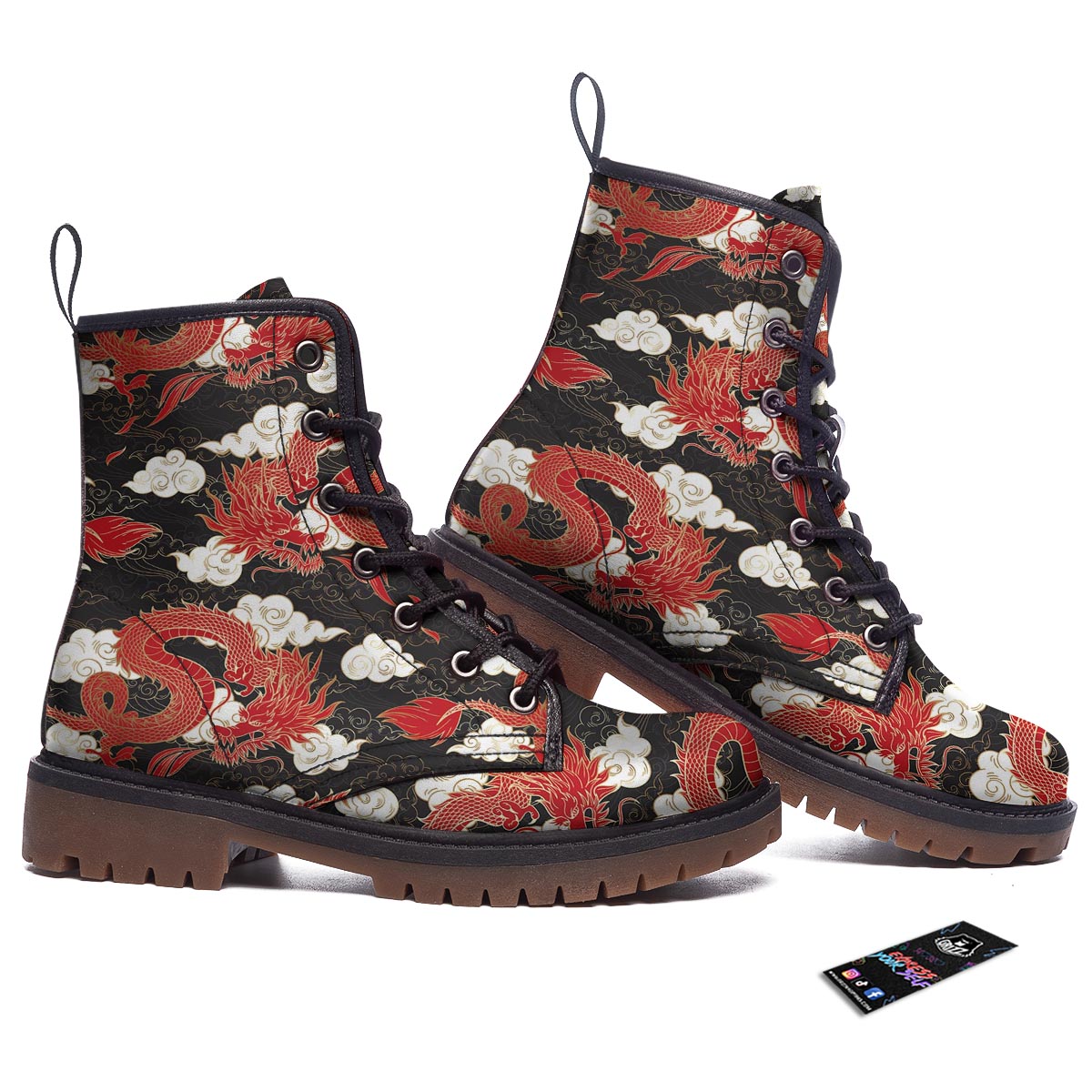 Dragon Traditional Chinese Print Pattern Work Boots-grizzshop