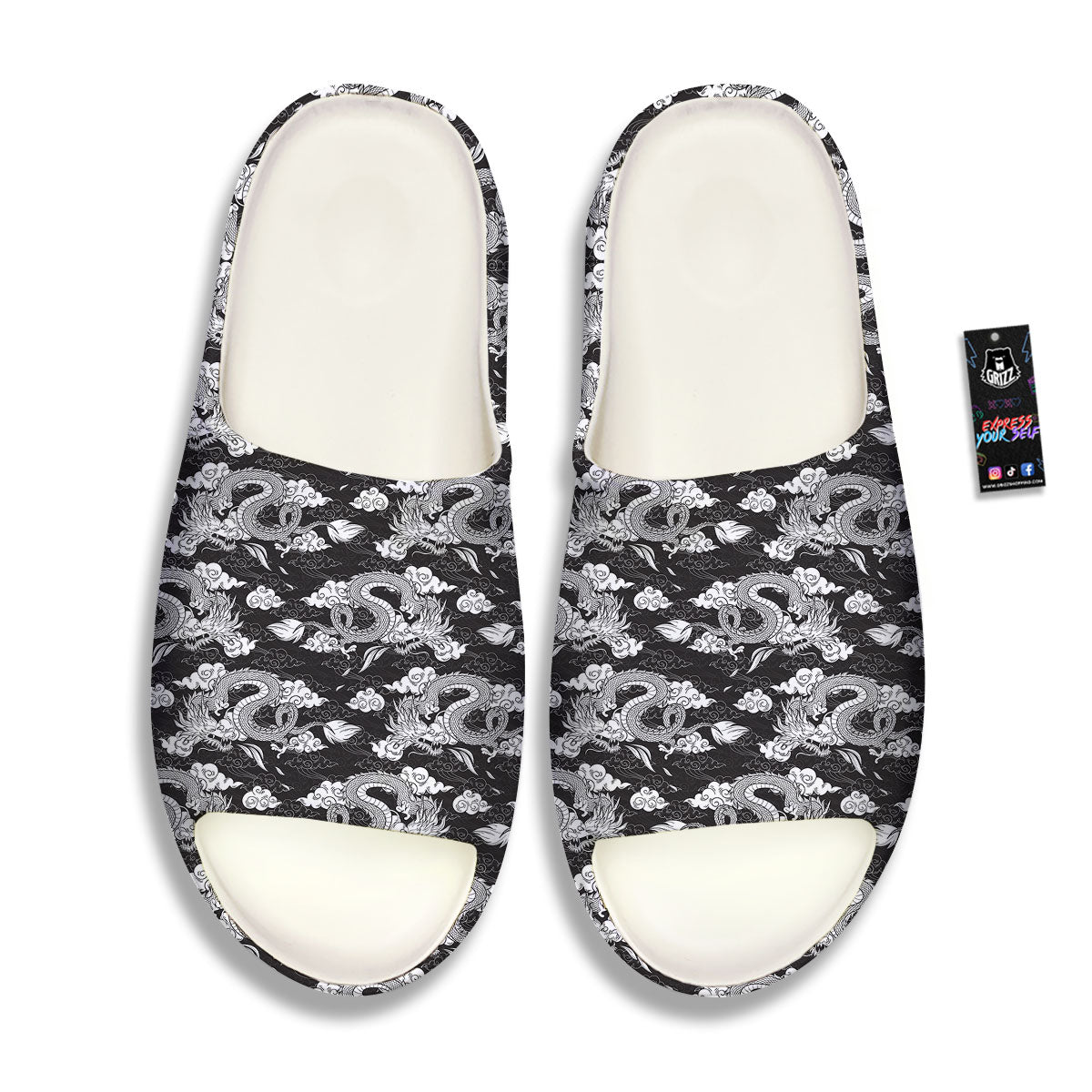 Dragon Eastern Print Pattern Sandals-grizzshop