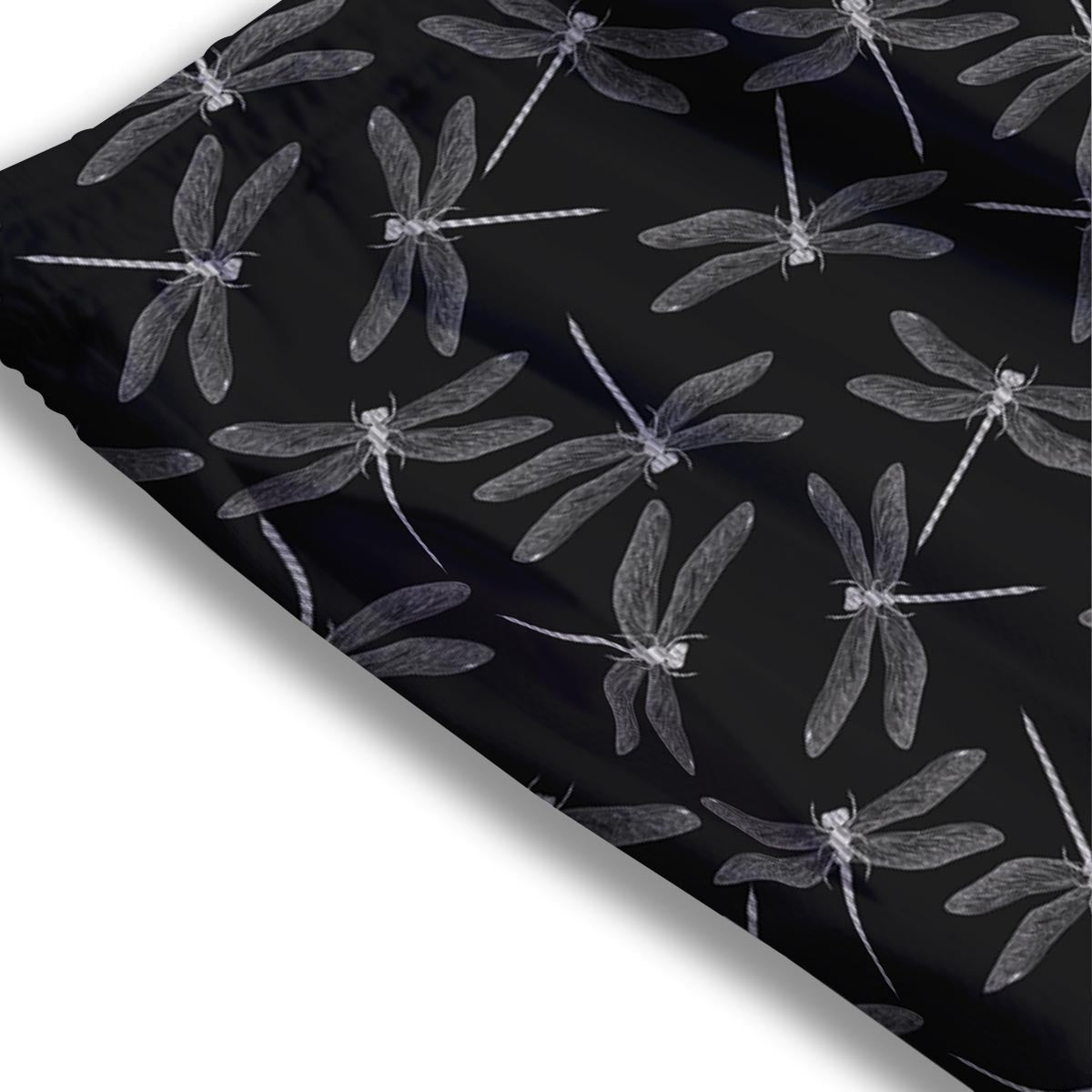 Dragonfly Black Print Pattern Mesh Shorts-grizzshop