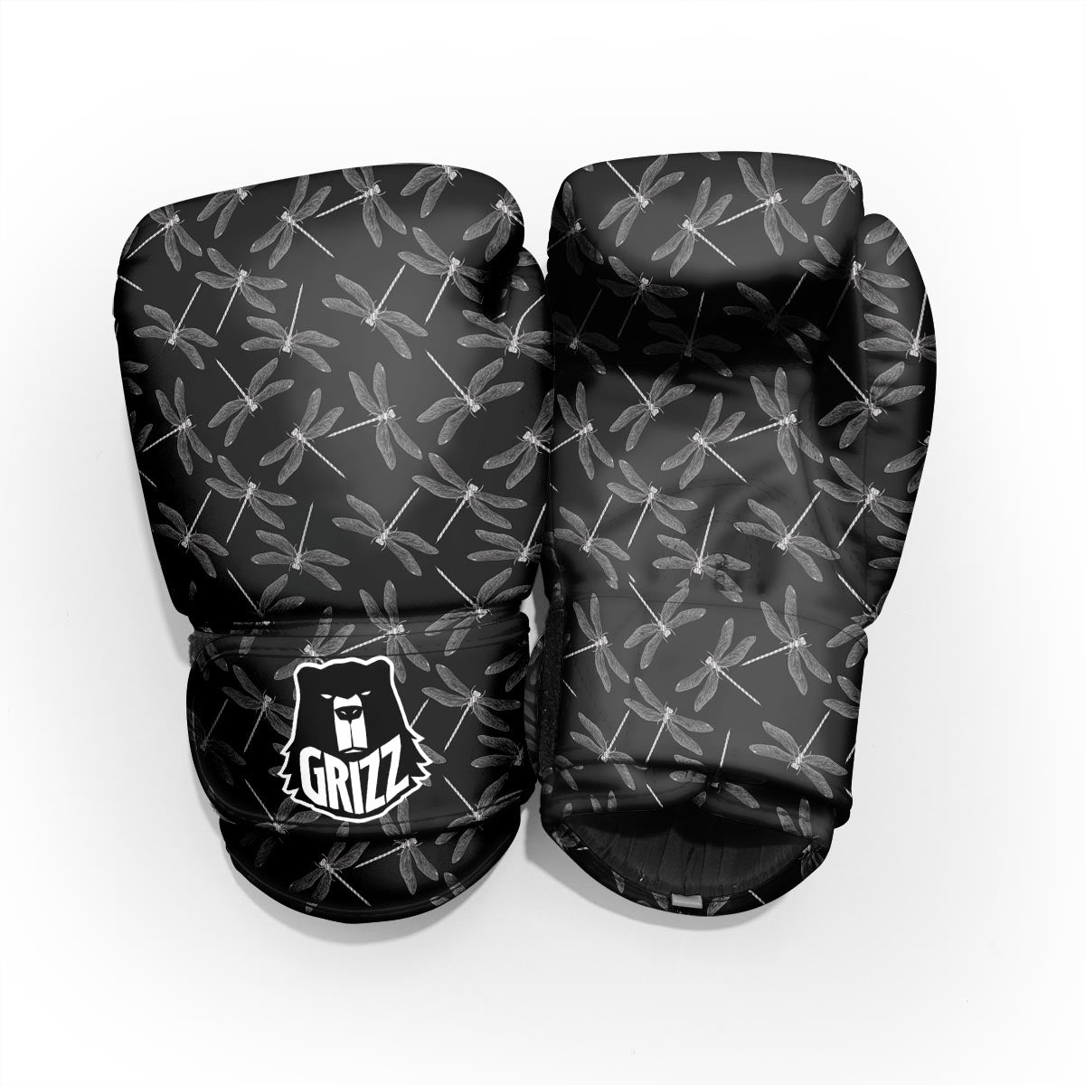 Dragonfly Black Print Pattern Pro Boxing Glove