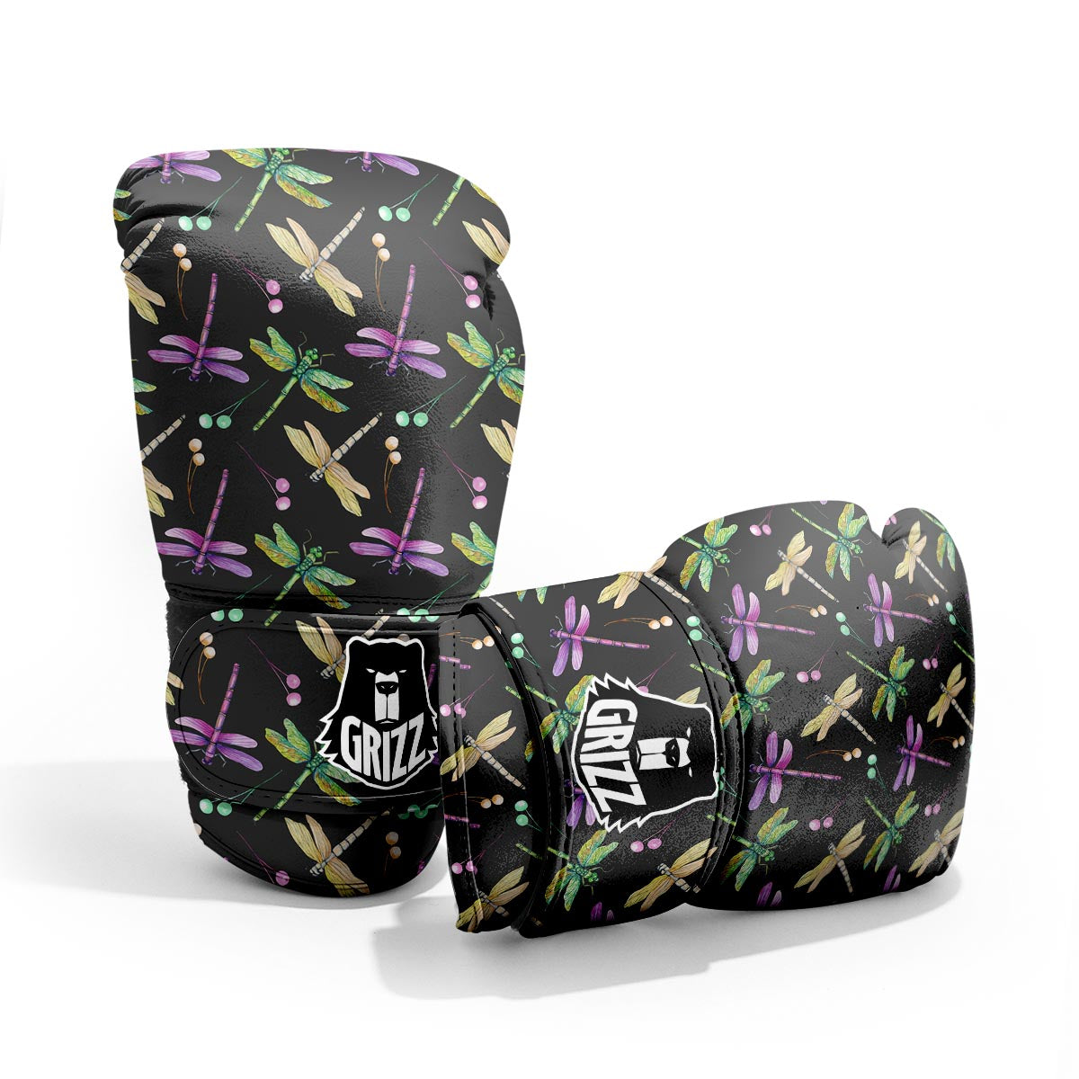 Dragonfly Black Purple And Teal Print Pattern Pro Boxing Glove