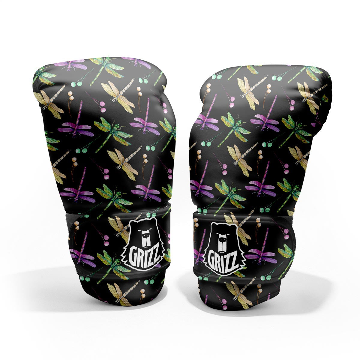 Dragonfly Black Purple And Teal Print Pattern Pro Boxing Glove