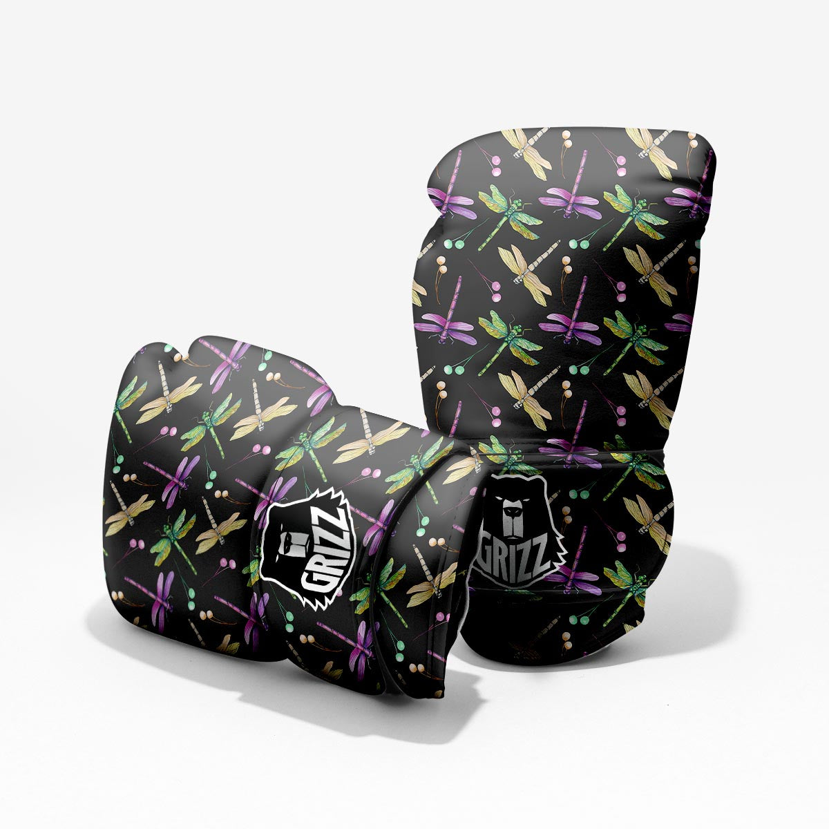 Dragonfly Black Purple And Teal Print Pattern Pro Boxing Glove