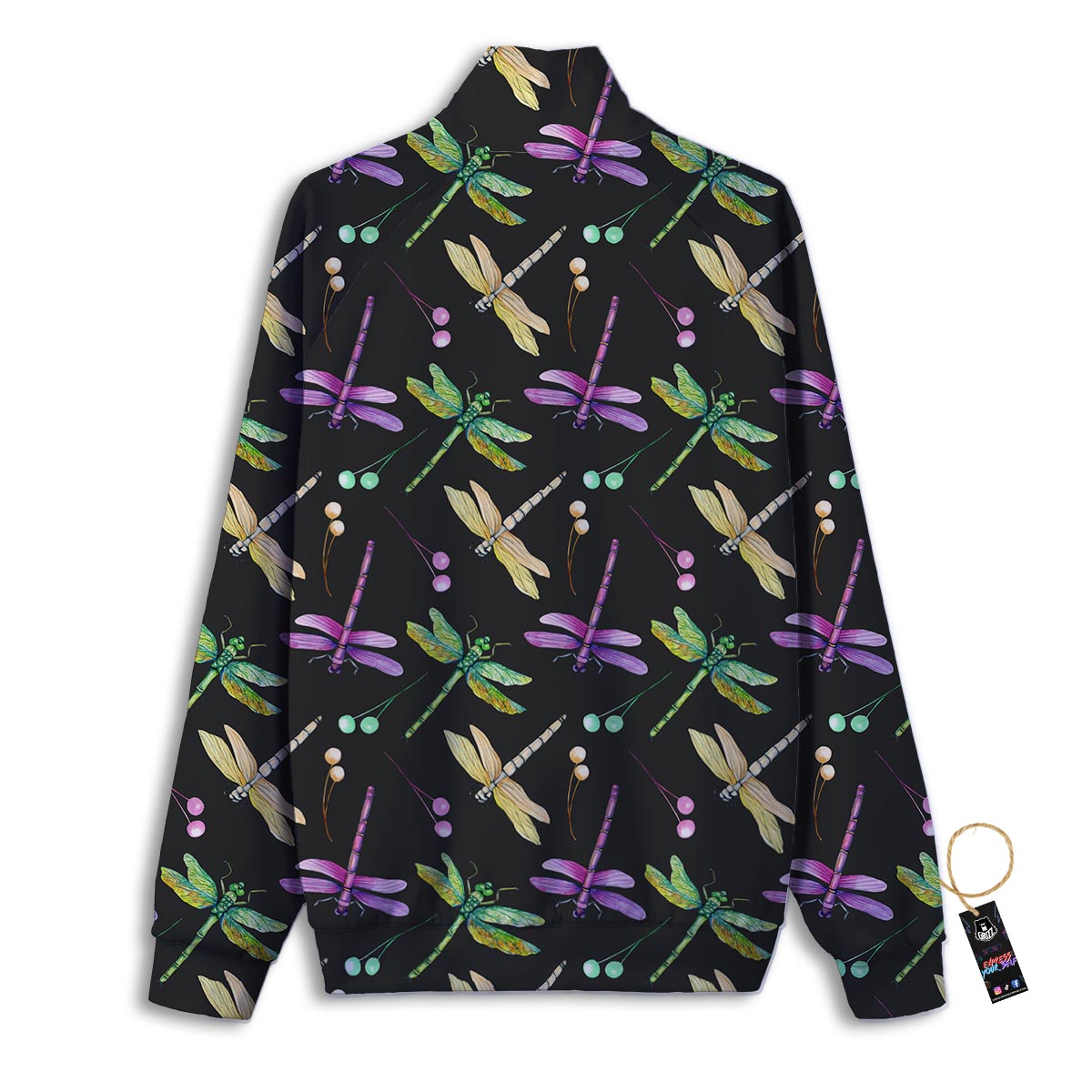 Dragonfly Black Purple And Teal Print Pattern Track Jacket-grizzshop