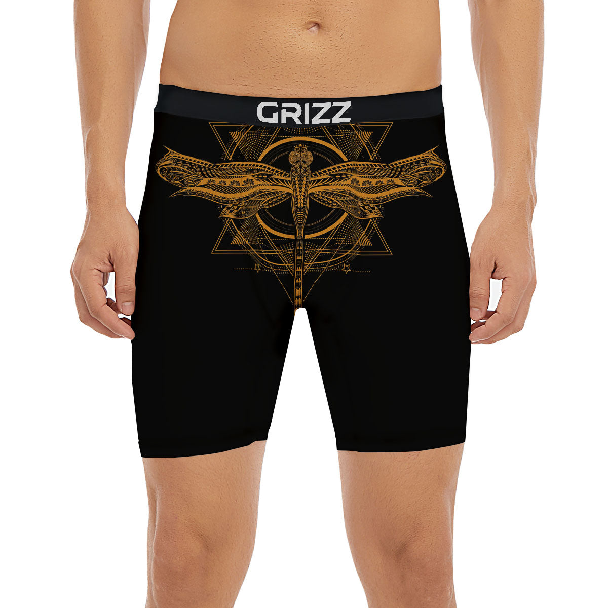 Dragonfly Boho Gold Print Boxer Briefs-grizzshop