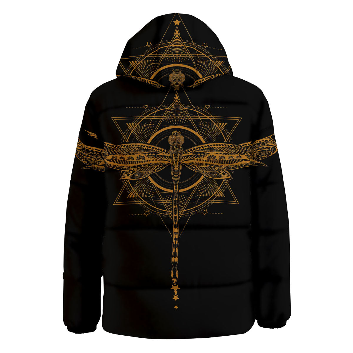 Dragonfly Boho Gold Print Down Jacket-grizzshop