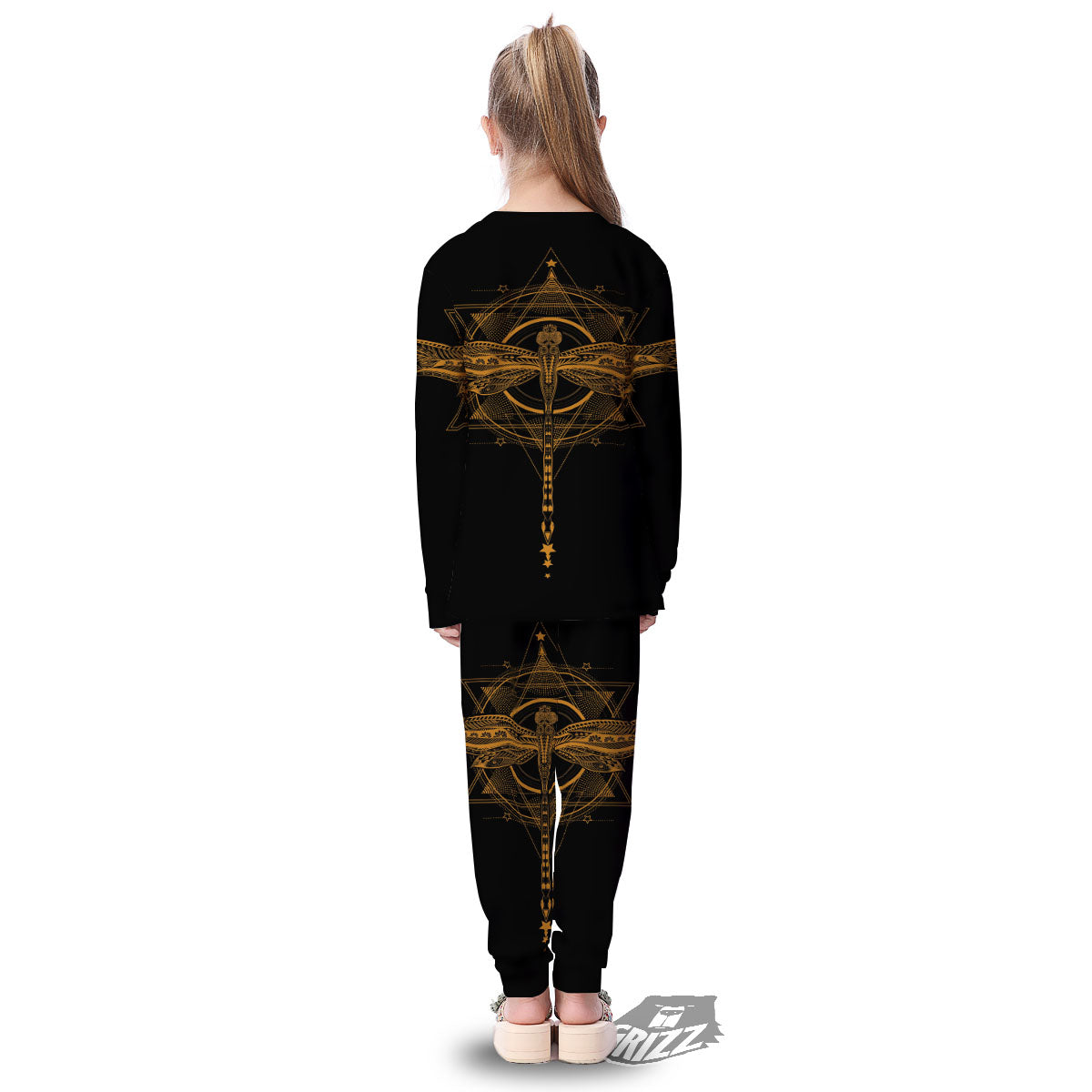 Dragonfly Boho Gold Print Kid's Pajamas-grizzshop